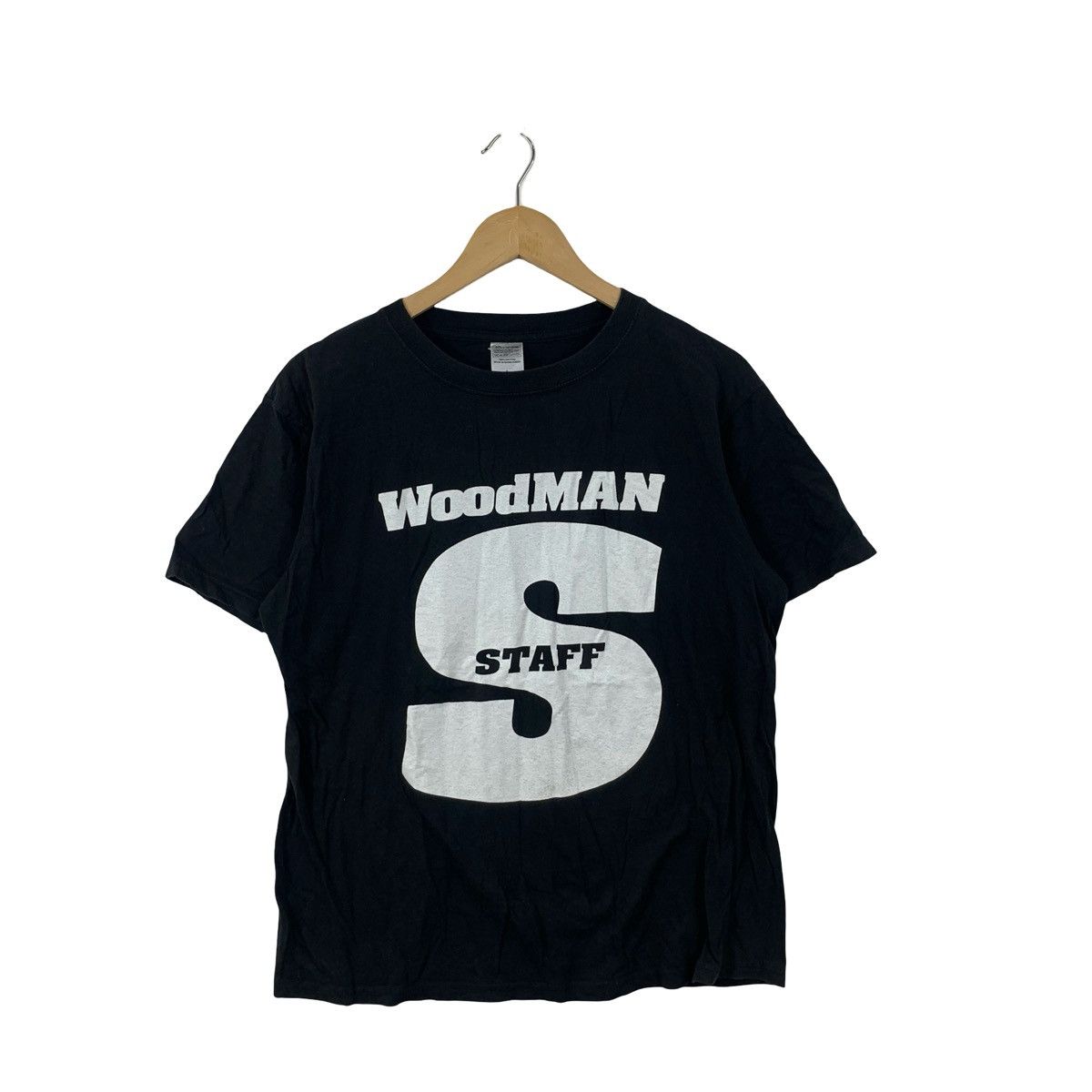Vintage Vintage WOODMAN STAFF BIG Logo Tee Graphic Streetwear Size US L / EU 52-54 / 3 - 4 Thumbnail