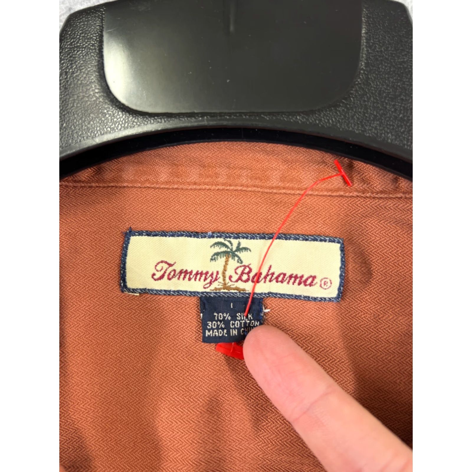 Tommy Bahama Tommy Bahama Shirt Men Large Orange Herringbone Button-Up Casual Beach Resort Aloha 40 in Chest Size US L / EU 52-54 / 3 - 7 Thumbnail