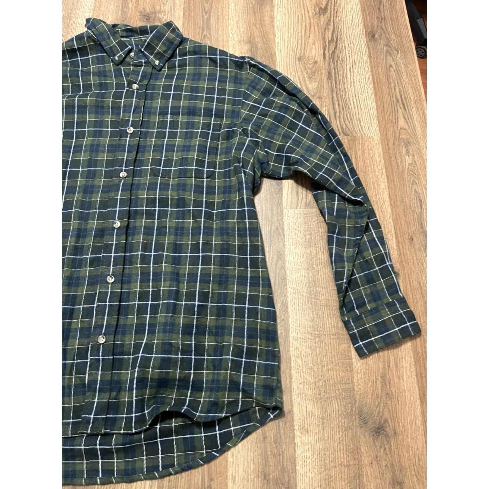 Vintage HOBBS CREEK Shirt, Men's Size Large, Plaid, Button-Down, Long Sleeve, Blue Green White, Casual, Regular fit, Button-Up, Fall Spring Summer, Mens Size US L / EU 52-54 / 3 - 4 Thumbnail