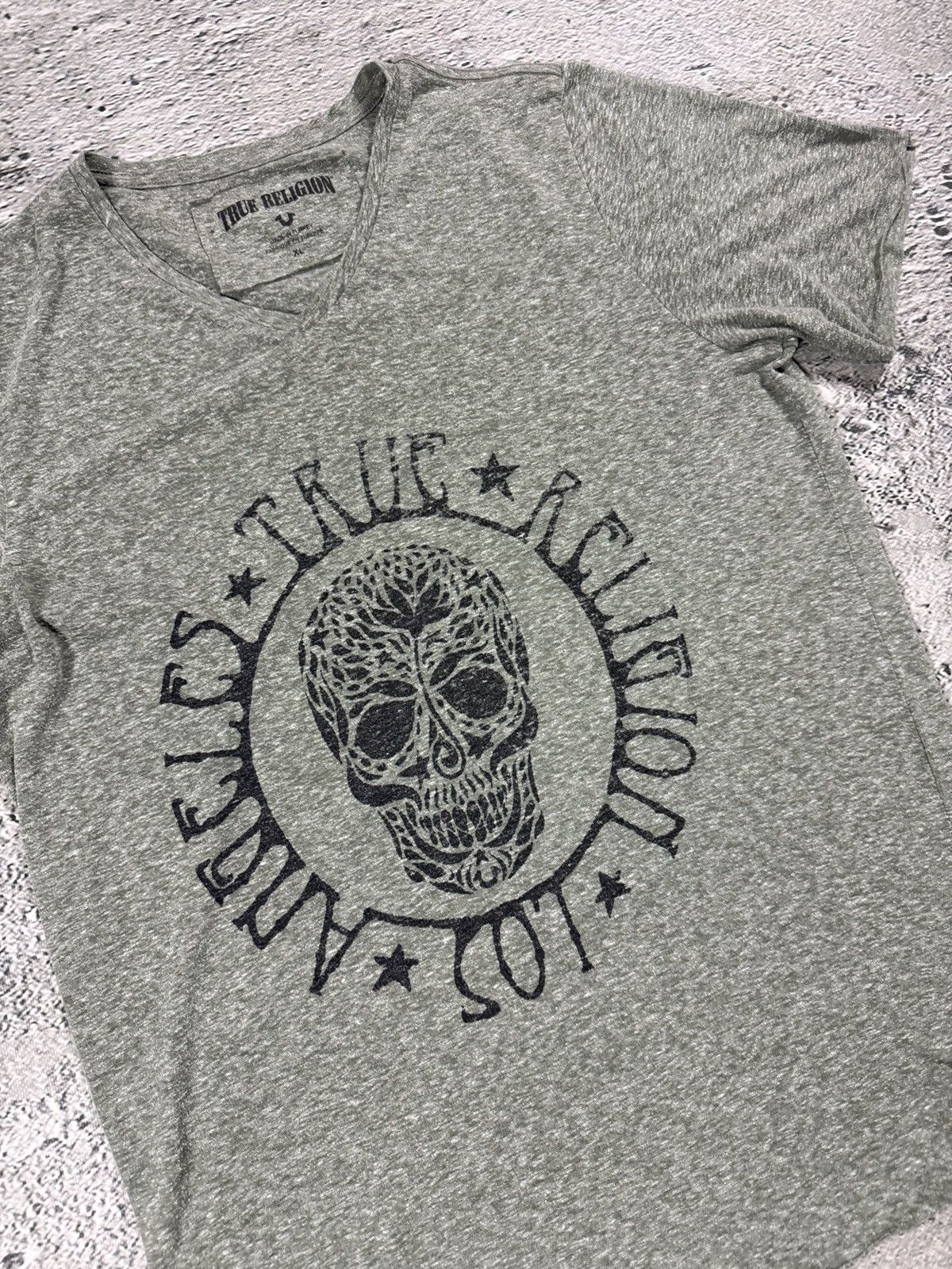 True Religion True Religion Skull T-shirt logo green V-Neck cropped Size XL / US 12-14 / IT 48-50 - 2 Thumbnail