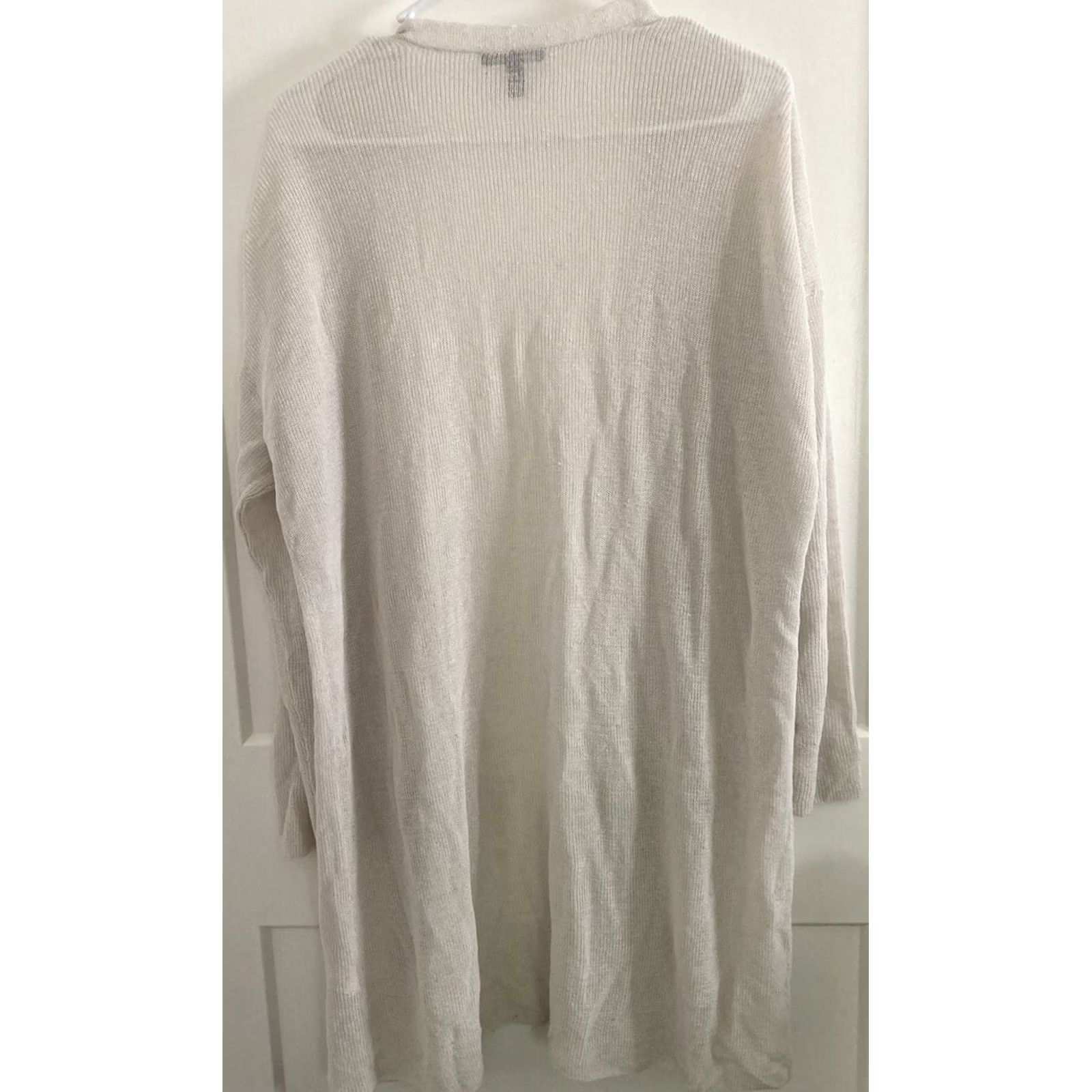 Eileen Fisher Eileen Fisher Cardigan Shirt Womens Small Open Front Italian Yarn Knit Ivory White Long Sleeve Knit Open Front Open Knit Boho Size S / US 4 / IT 40 - 3 Thumbnail