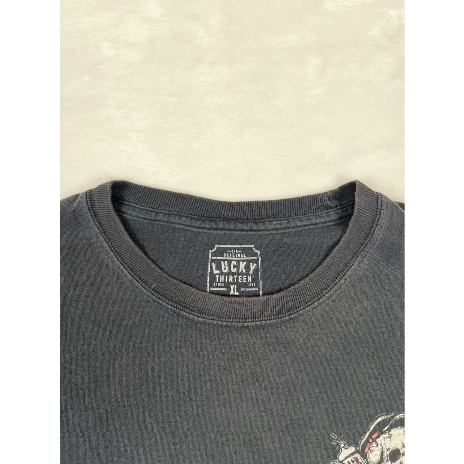 Vintage Lucky Thirteen T-Shirt Mens XL Black "Whiskey and Tears" Skull Tattoo Graphic Print Crew Neck Short Sleeve Size US XL / EU 56 / 4 - 4 Thumbnail