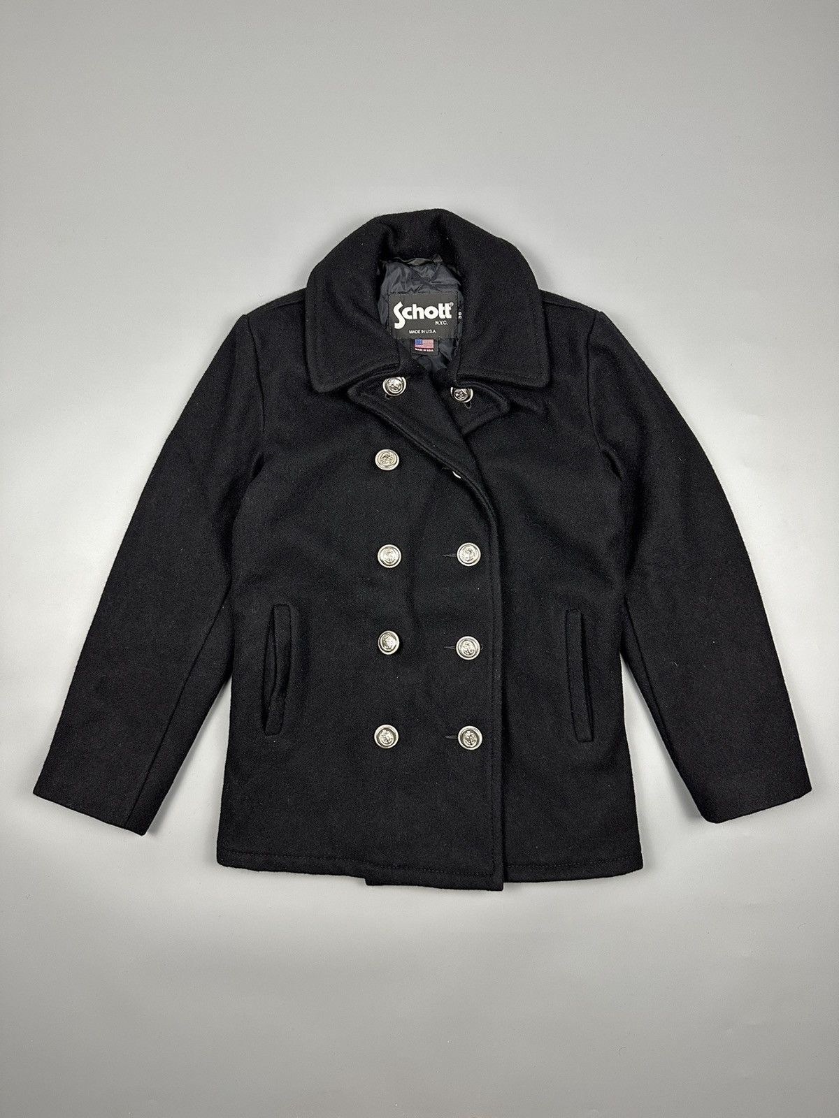 Designer × Schott Schott NYC USA Double Collar Wool Coat Size US M / EU 48-50 / 2 - 2 Thumbnail