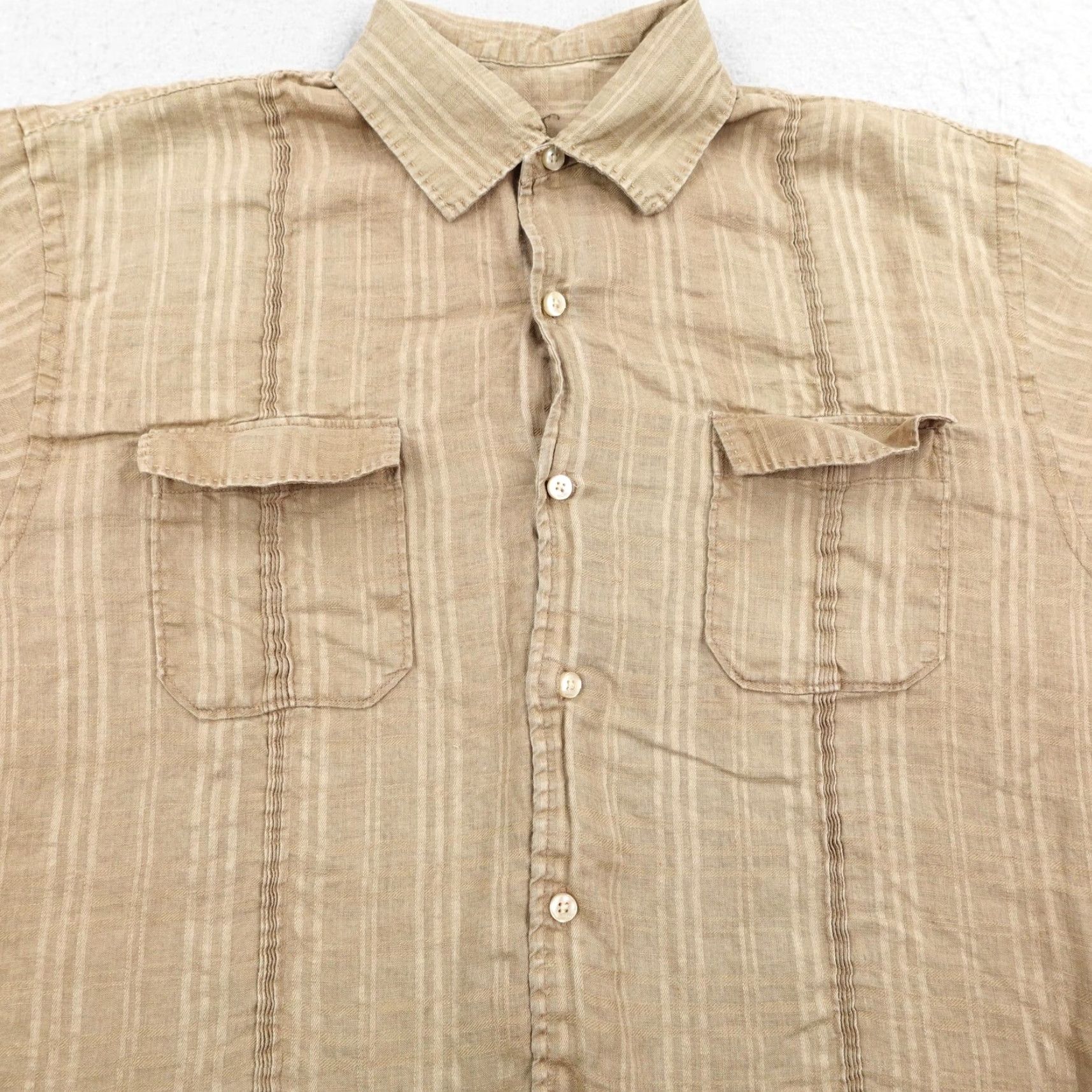 Tommy Bahama Tommy Bahama Shirt Mens Large Brown Stripes Linen Camp Button Up Lounge Casual Size US L / EU 52-54 / 3 - 3 Thumbnail