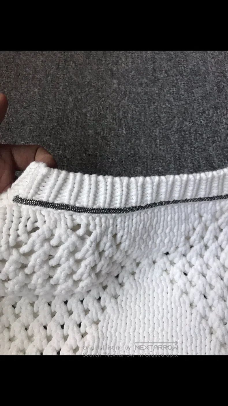 Brunello Cucinelli Brunello Cucinelli Knitted sweater, wide white knitting pa Size M / US 6-8 / IT 42-44 - 5 Thumbnail