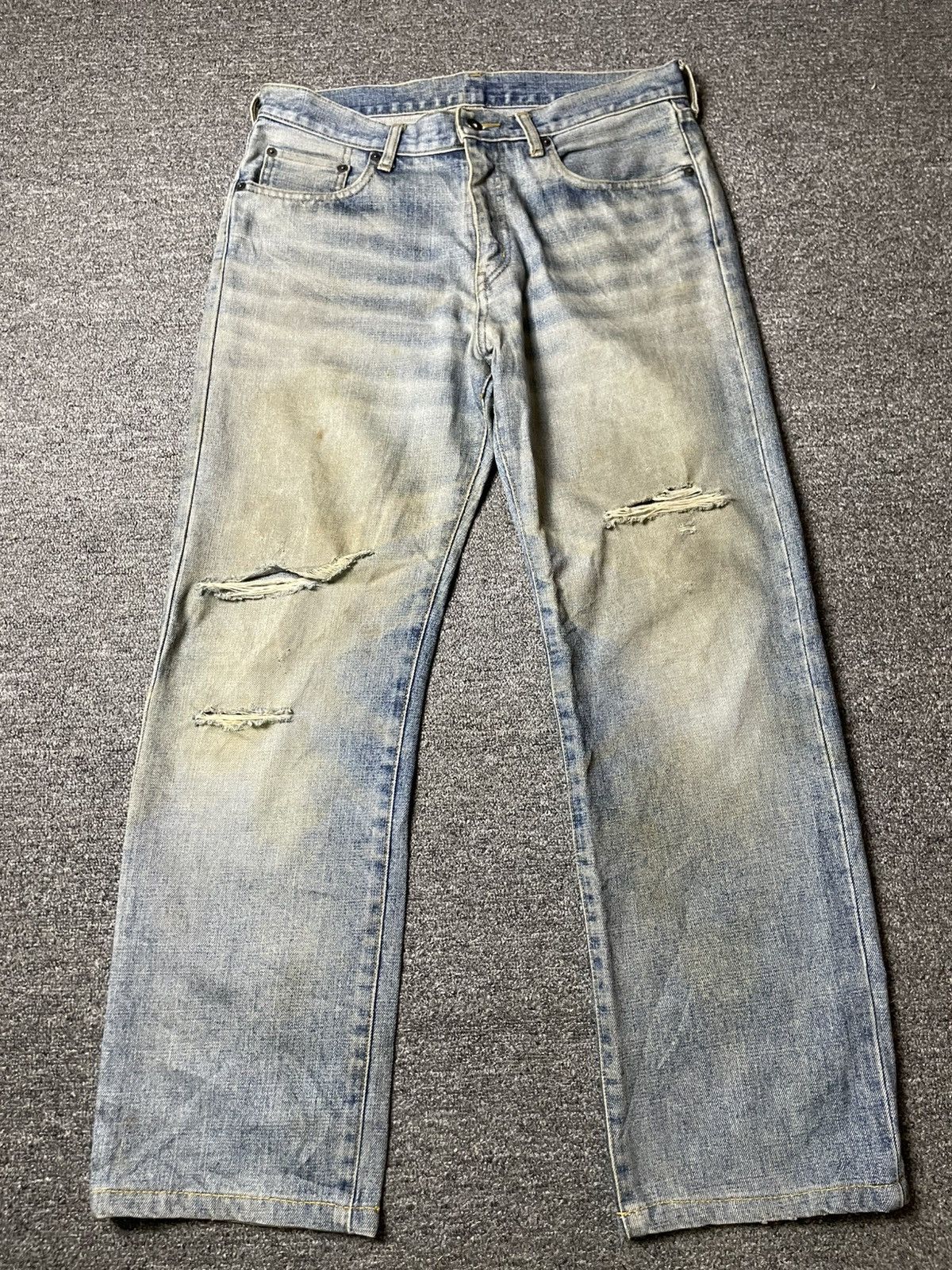 Japanese Brand × Uniqlo × Vintage UNIQLO Distressed Denim Ripped Jeans (93) Size US 33 - 1 Thumbnail