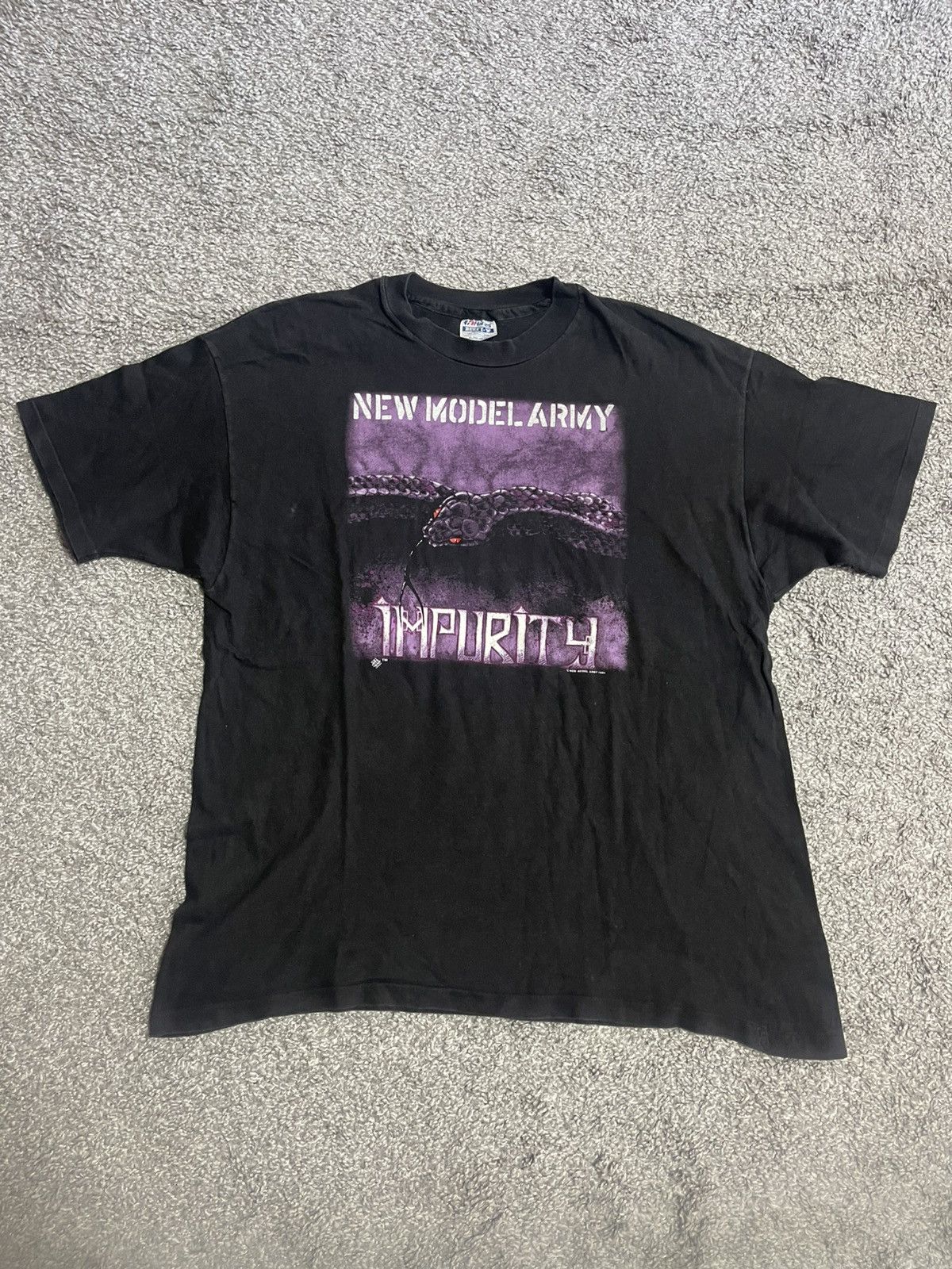 Band Tees × Vintage 1991 NEW MODEL ARMY IMPURITY RARE ARCHIVE HANES size XL Size US XL / EU 56 / 4 - 1 Thumbnail