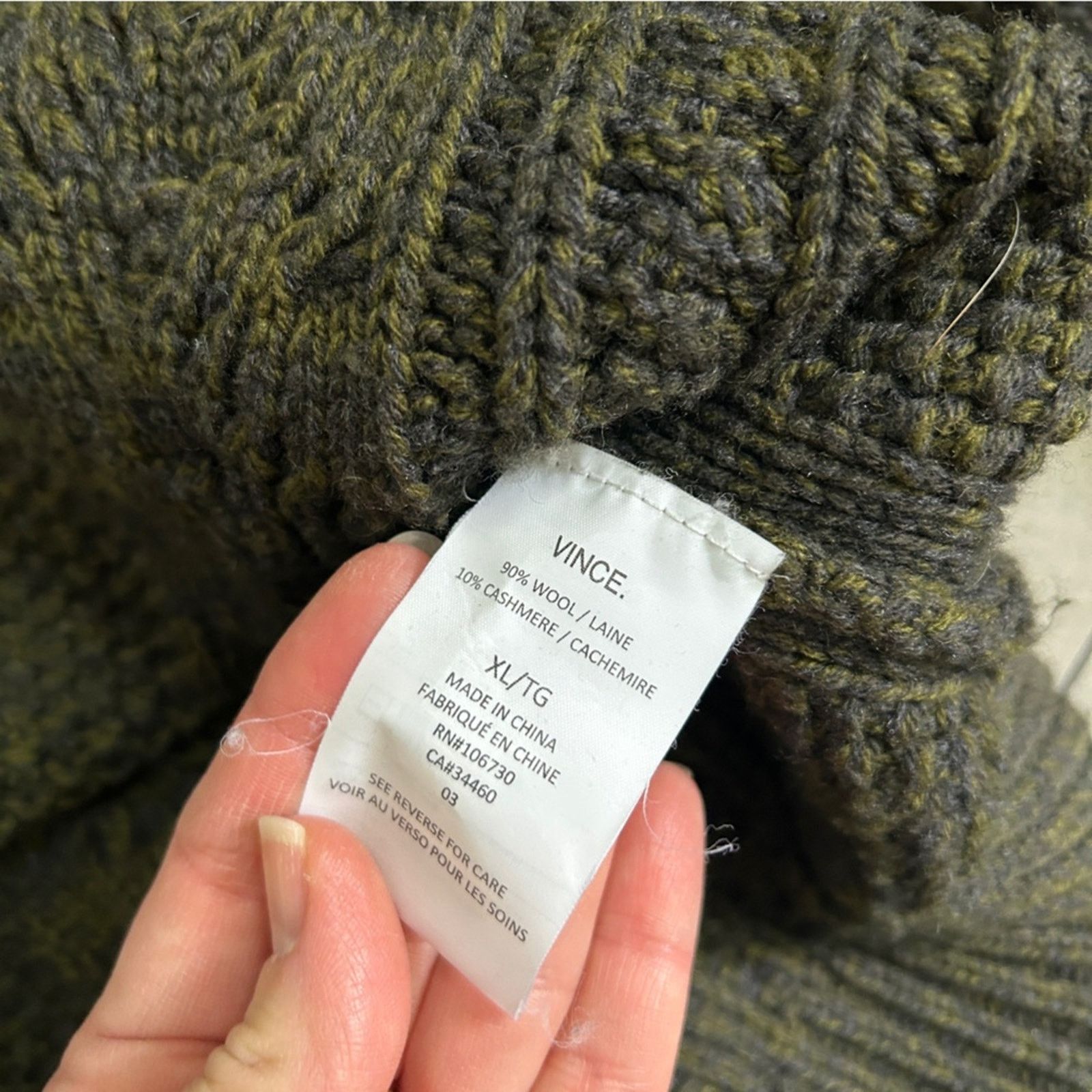 Vince VINCE green yellow knit crew neck sweater wool cashmere XL Size US XL / EU 56 / 4 - 4 Thumbnail