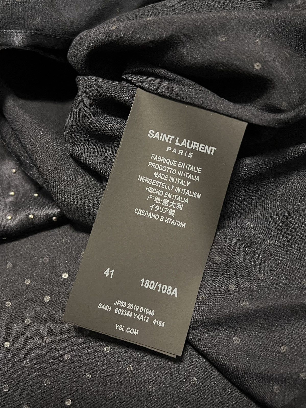 Saint Laurent Paris SS20 Tie-Up Micro Studs Embellished Satin Shirt Sz41 Size US M / EU 48-50 / 2 - 8 Thumbnail