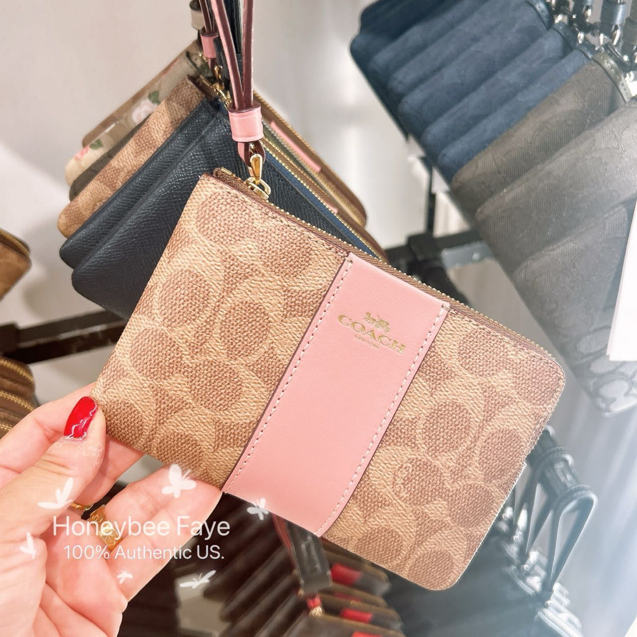 Coach Corner Zip Wristlet In Signature Canvas With Stripe CW854 Size ONE SIZE - 2 Thumbnail