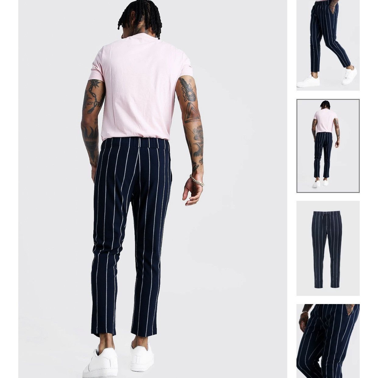 Boohoo BoohooMAN Striped Smart Cropped Pants Size US 28 / EU 44 - 5 Thumbnail