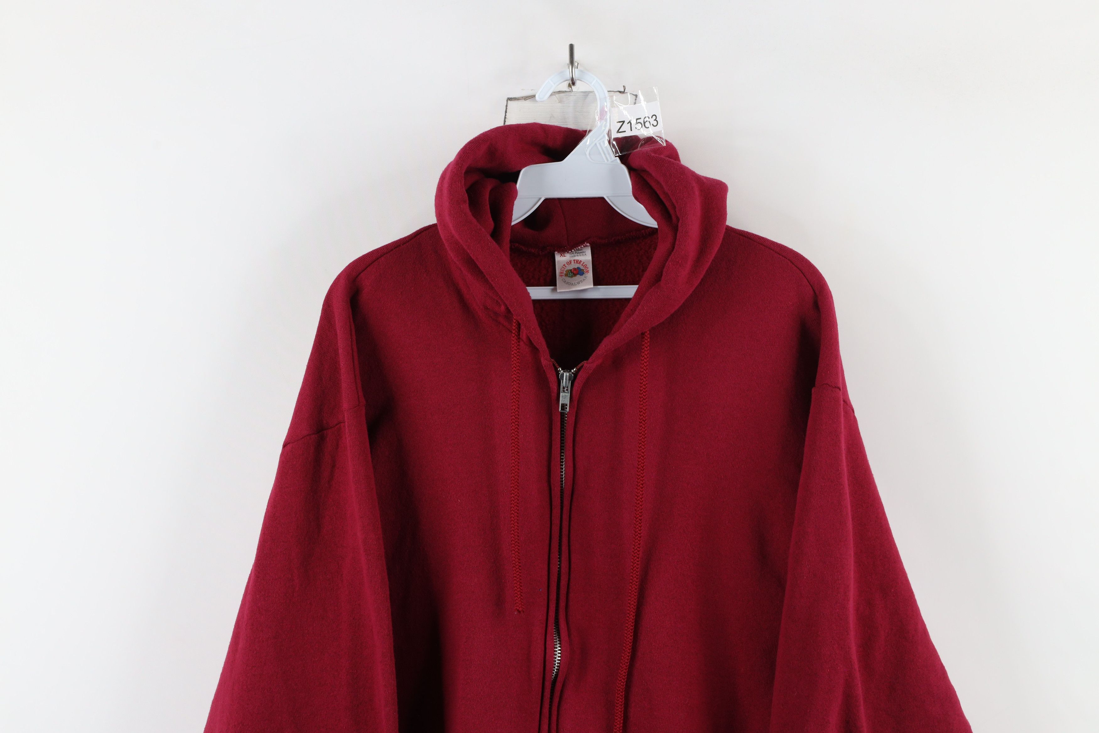 Vintage Vintage 90s Streetwear Full Zip Hoodie Sweatshirt Red USA Size US XL / EU 56 / 4 - 2 Thumbnail