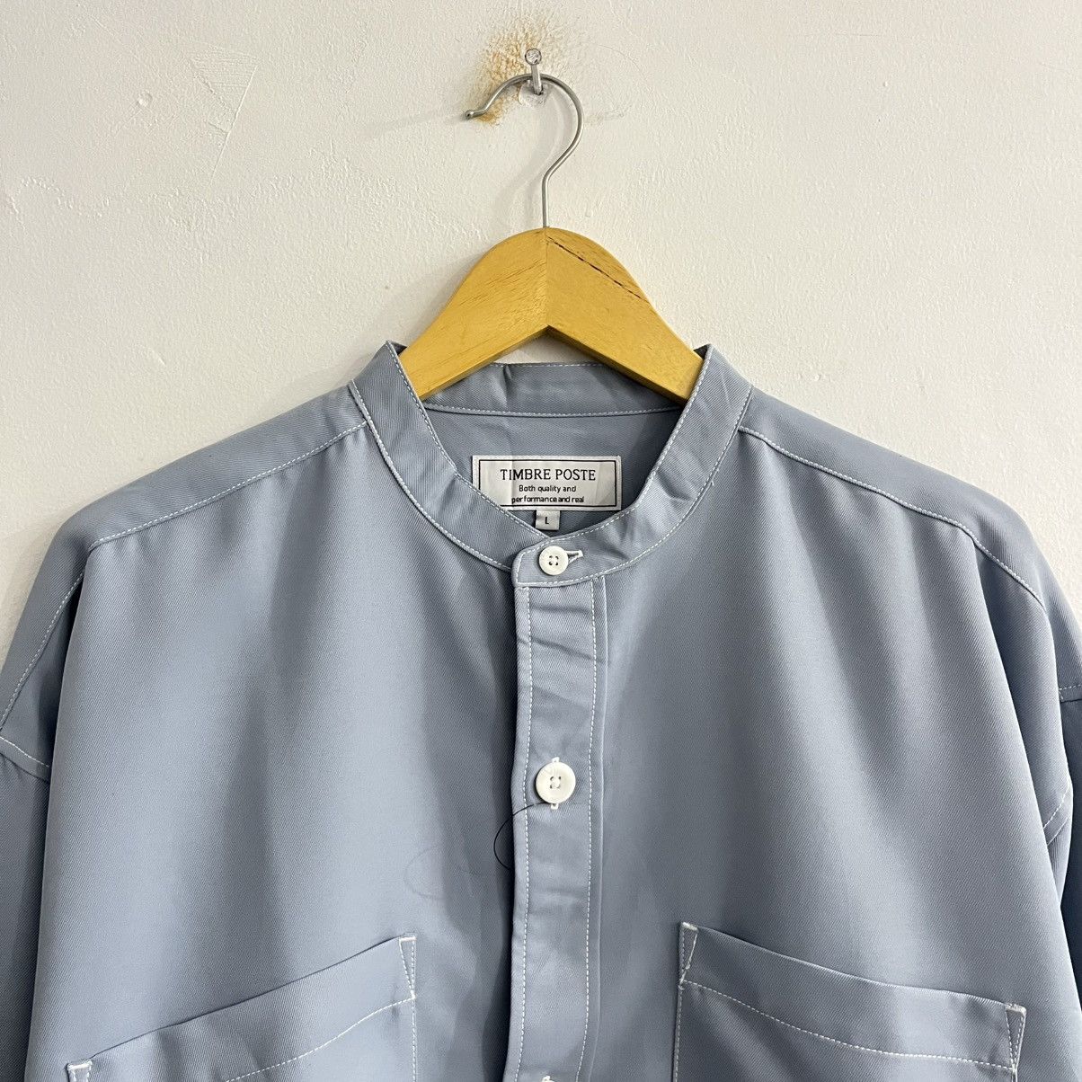 Japanese Brand Timbre Poste Blue With Contrast Stitch Stand Collar Shirt Size US L / EU 52-54 / 3 - 2 Thumbnail