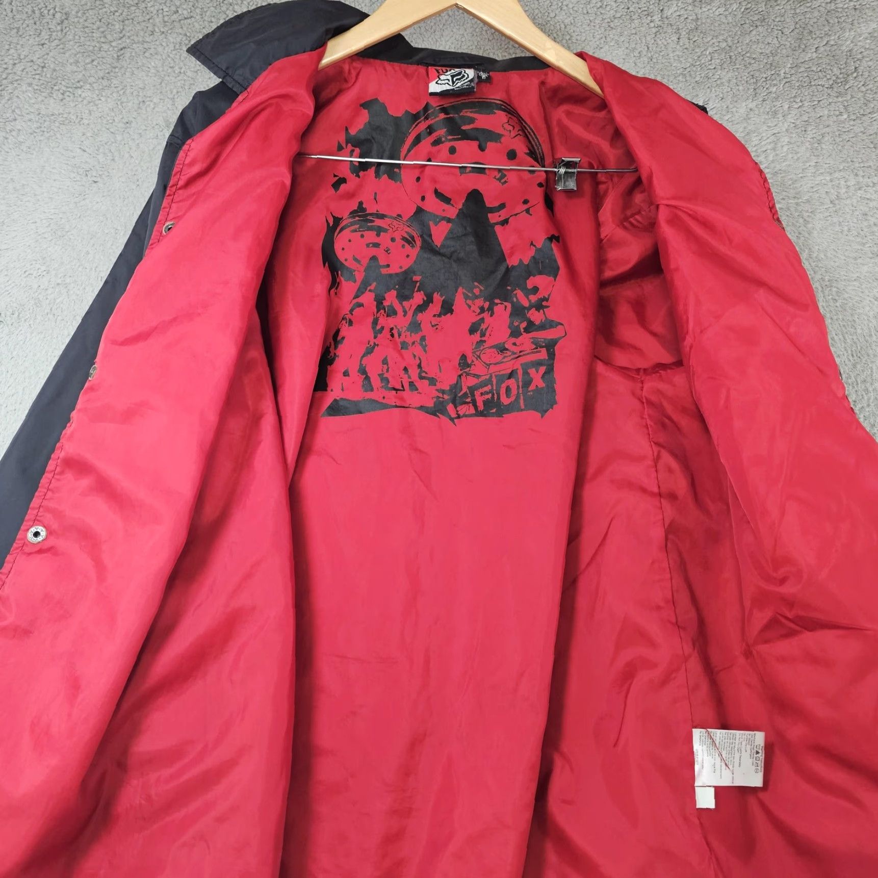 Fox Racing VINTAGE Fox Racing Jacket Mens L Black Windbreaker Snap Front Lined Motocross Moto Size US L / EU 52-54 / 3 - 5 Thumbnail
