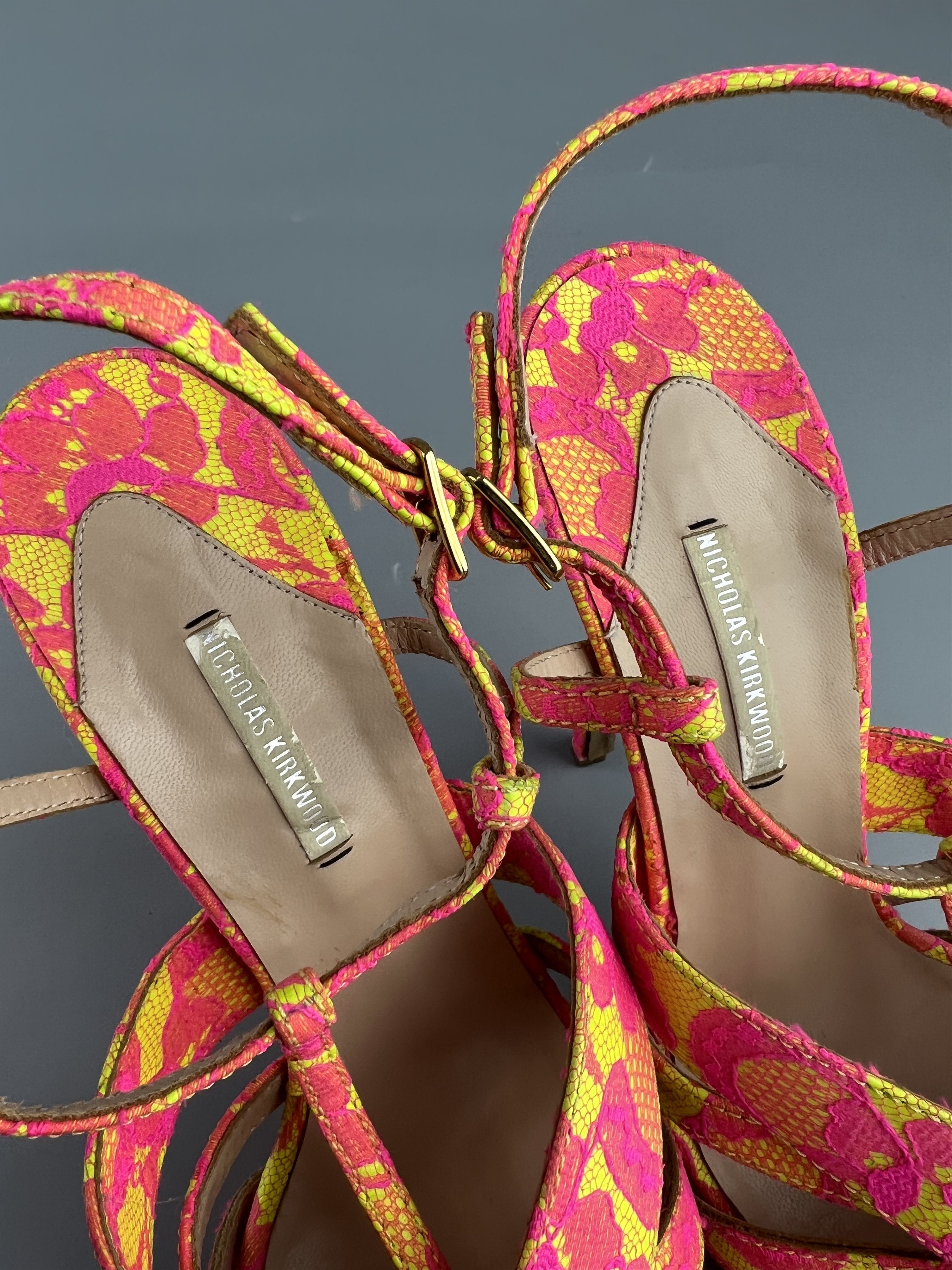 Nicholas Kirkwood Embroidered Overlay Lace Platform High Heels Pump Shoes 40 Size US 9 / IT 39 - 11 Thumbnail