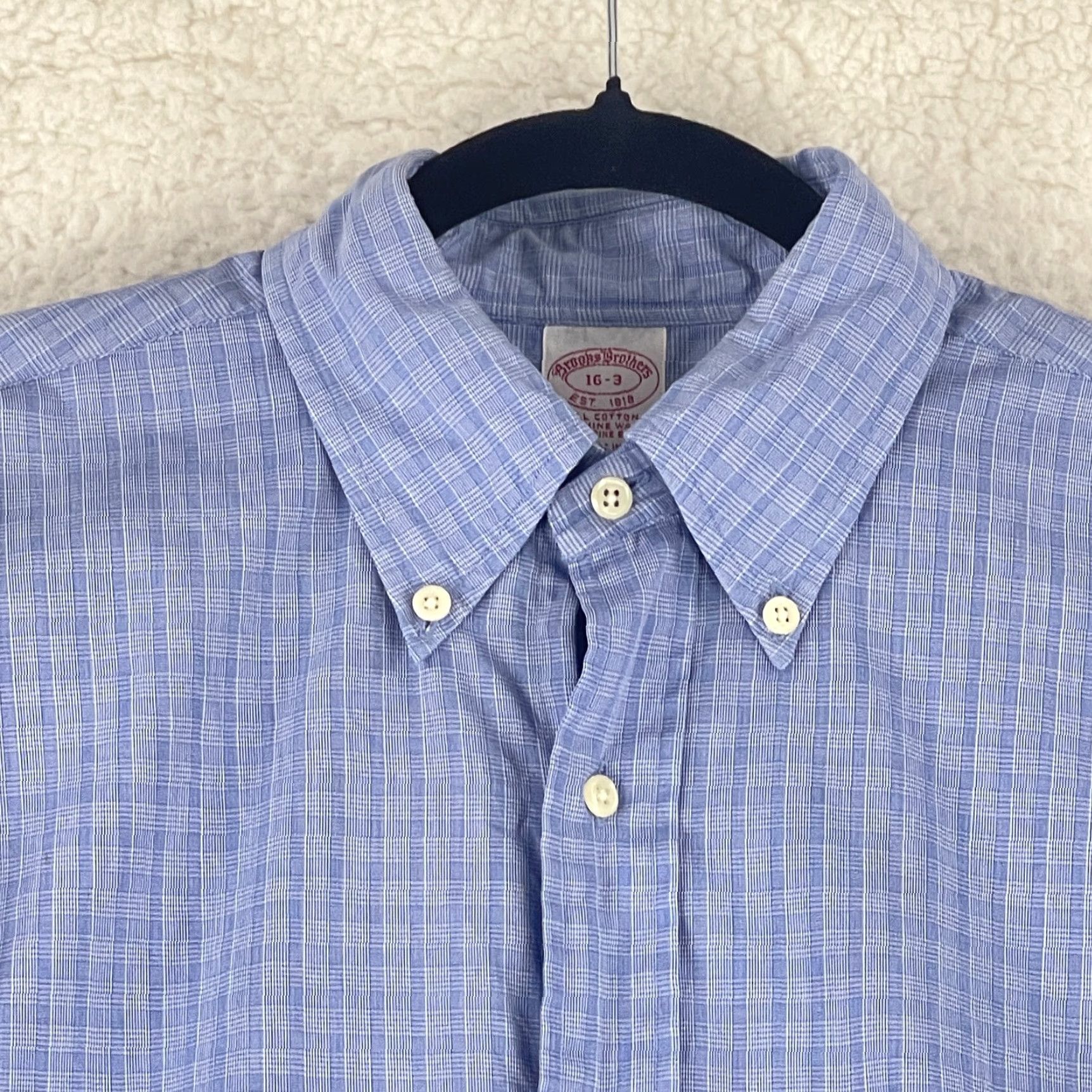 Brooks Brothers Brooks Brothers Button-Down Dress Shirt Mens Large Blue All Cotton Long Sleeve Size 42R - 4 Thumbnail