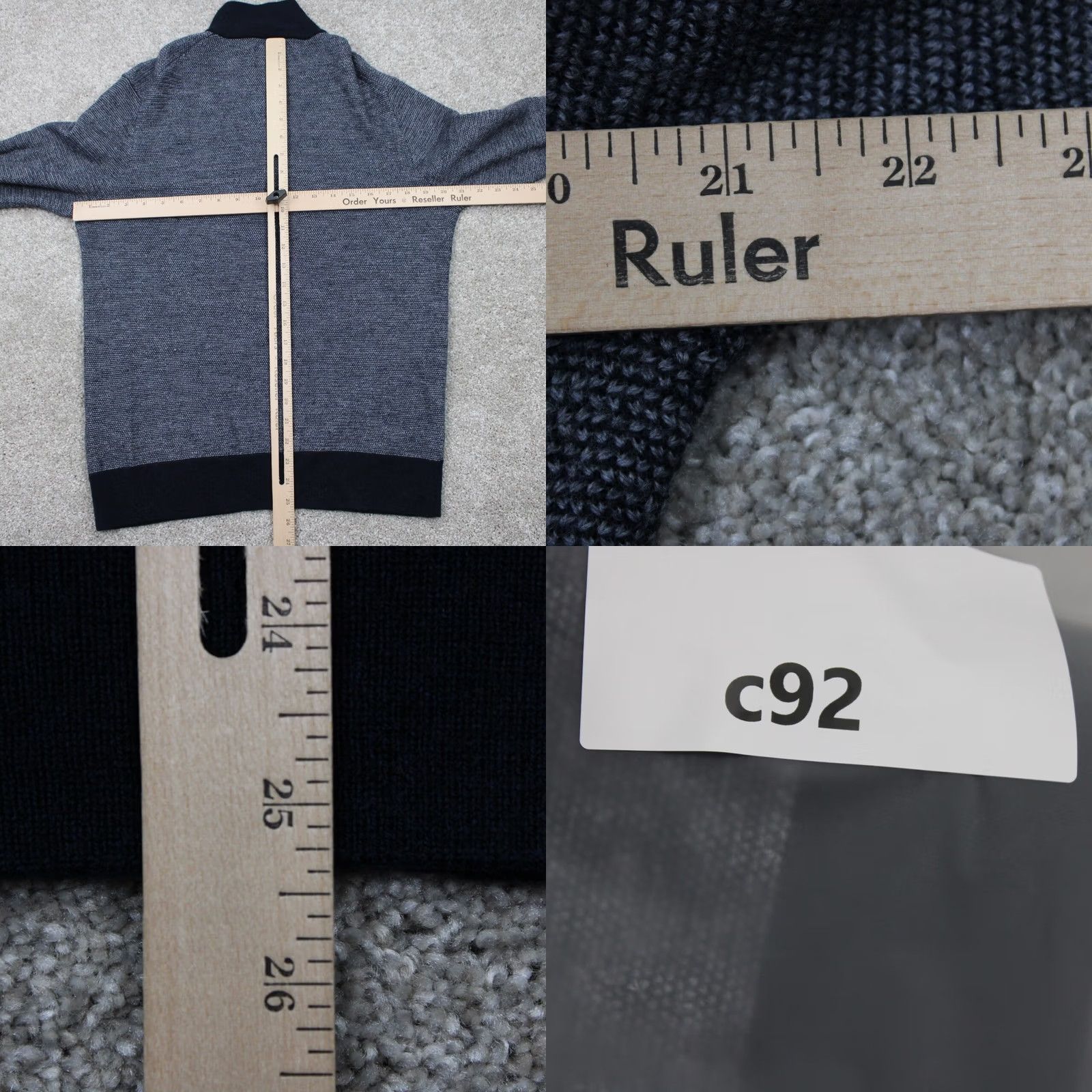 UNTUCKit UNTUCKit Sweatshirt Mens Medium Gray Belguardo Jacquard 1/4 Zip Fine Merino Wool Size US M / EU 48-50 / 2 - 9 Thumbnail