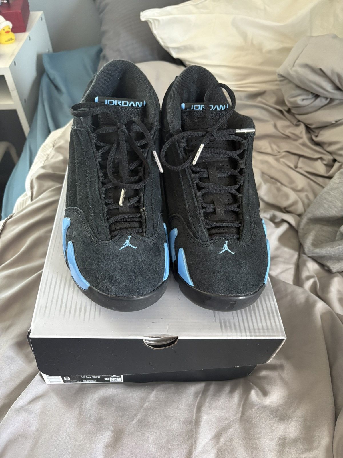 Jordan Brand Jordan Air Jordan 14 Retro 2026 Black University Blue Suede Size US 8 / EU 41 - 1 Thumbnail