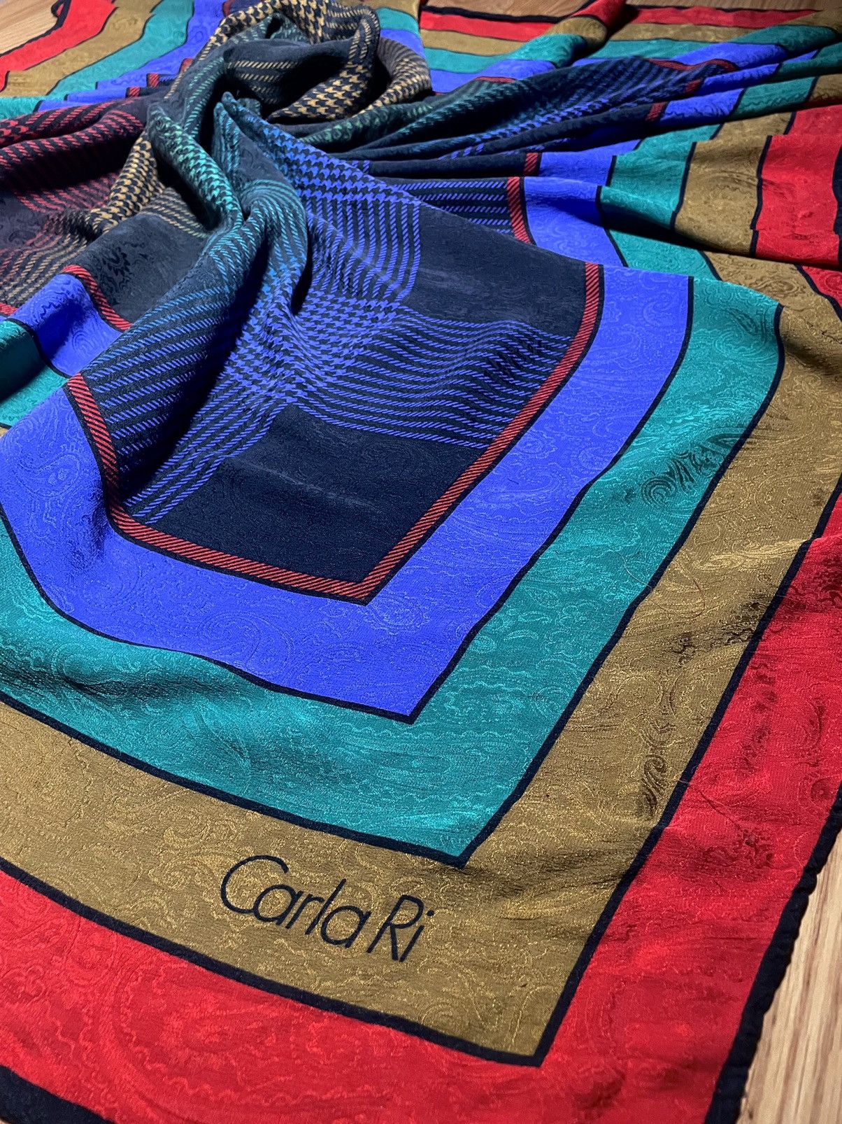 Vintage Carla Ri Vintage France Jacquard Large Silk Scarf Size ONE SIZE - 6 Thumbnail