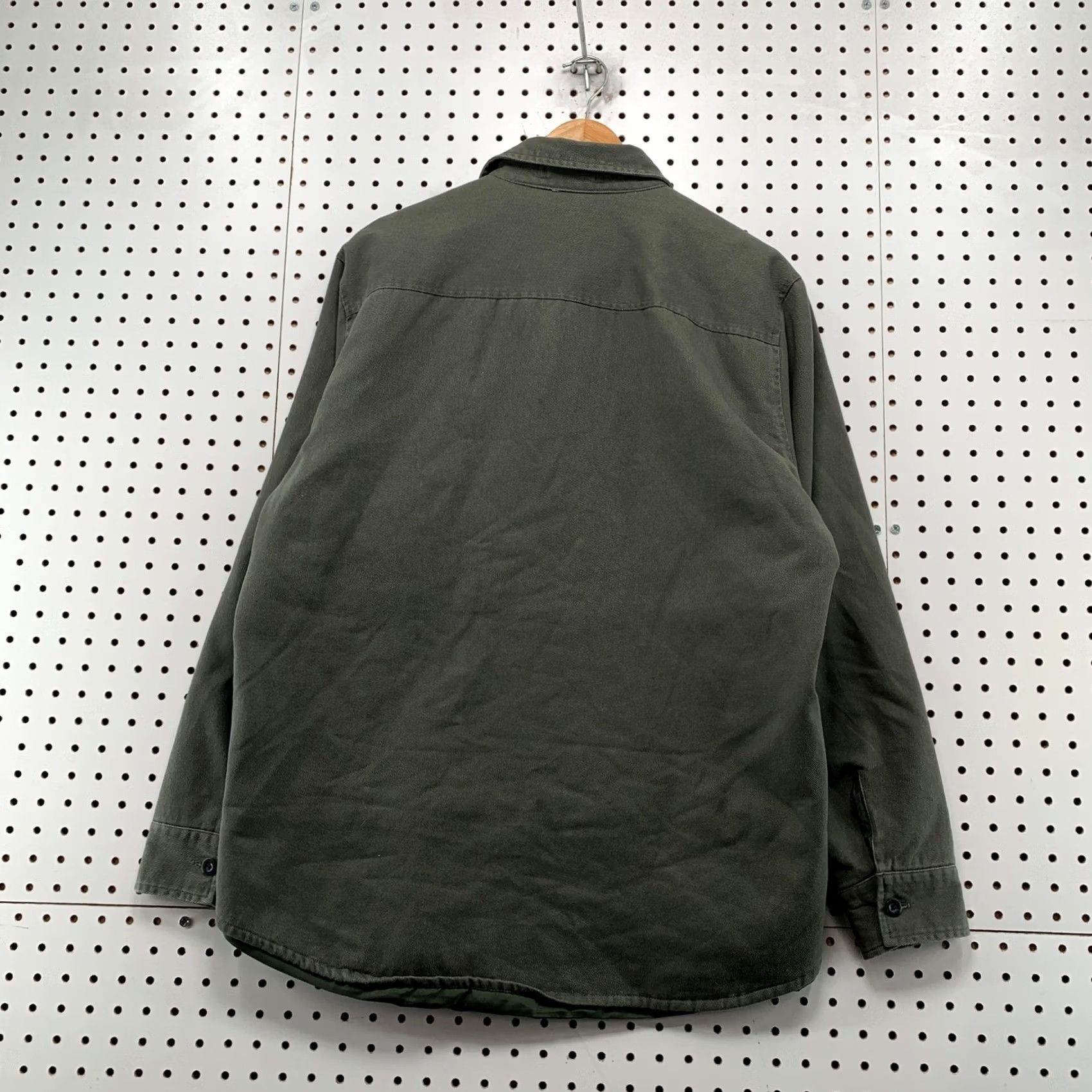 Olive Line of Trade Button Shirt Jacket Mens XL Olive Green Lined Twill Jacket Size US XL / EU 56 / 4 - 4 Thumbnail