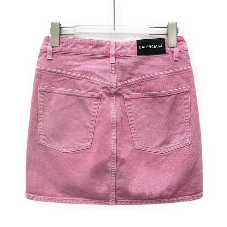 Balenciaga Balenciaga Pink Worn Cotton Casual Denim Skirt Size 24" / US 00 / IT 34 - 2 Thumbnail