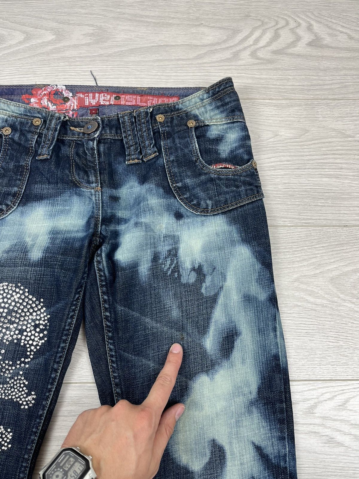 Japanese Brand Y2K Japanese Skull Vintage Flare Low Denim Pants Size 32" / US 10 / IT 46 - 12 Thumbnail