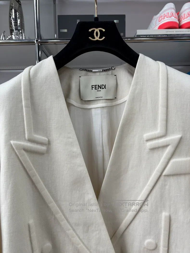 Fendi Fendi Off-White Textured Suit Jacket Size XS / US 0-2 / IT 36-38 - 6 Thumbnail
