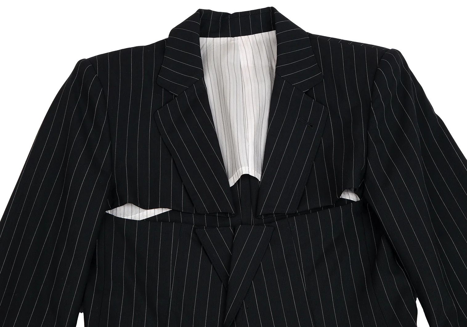 Jean Paul Gaultier Wool Stripe Jacket in Black, Size 48 Size US M / EU 48-50 / 2 - 2 Thumbnail