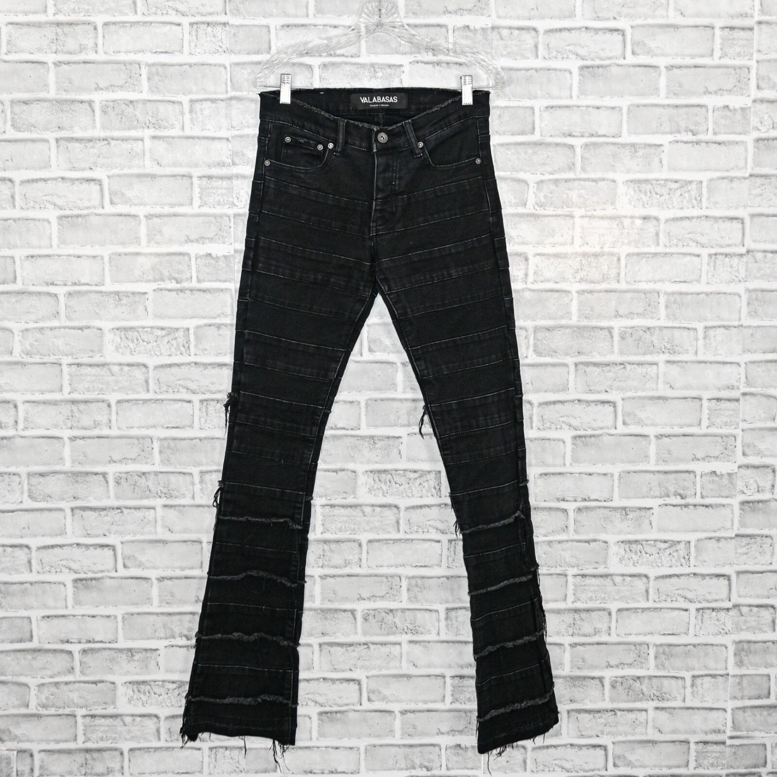 Valabasas Men's Phoenix Black Stacked Flare Jeans 29