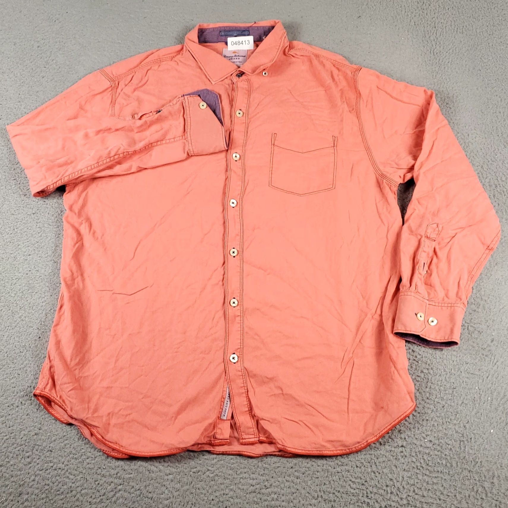 Tommy Bahama VINTAGE Tommy Bahama Shirt Men Large Orange Casual Button-Up Long Sleeve Size US L / EU 52-54 / 3 - 2 Thumbnail