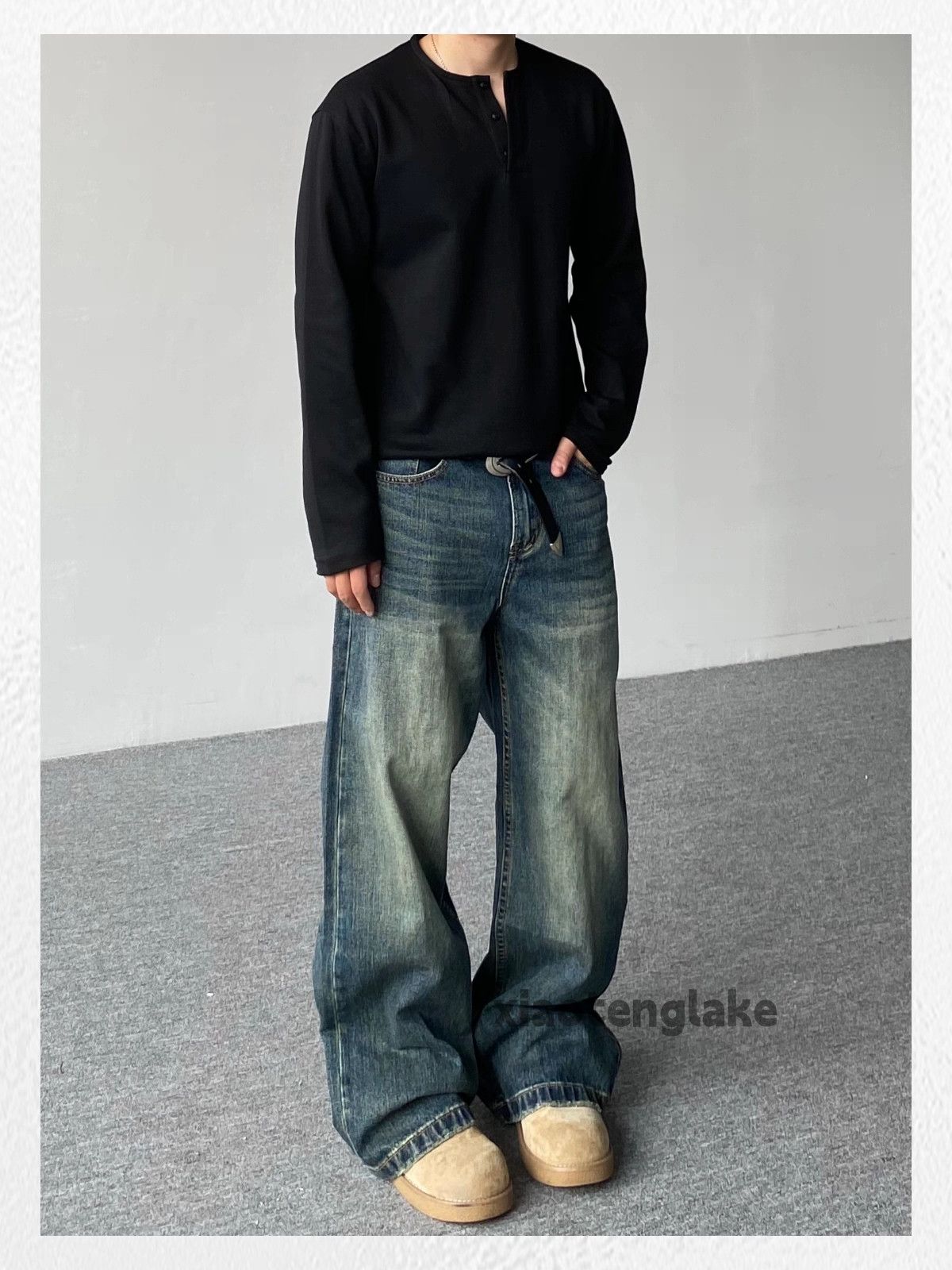 Jean Custom washed faded cleanfit yuppie y2k hiphop jeans Size US 36 / EU 52 - 5 Thumbnail
