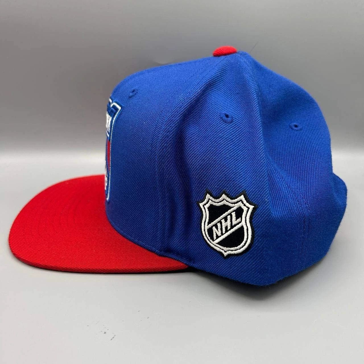 Mitchell & Ness New York Rangers Hat Men Blue Red Embroidered Snap Back Cap Size ONE SIZE - 6 Thumbnail