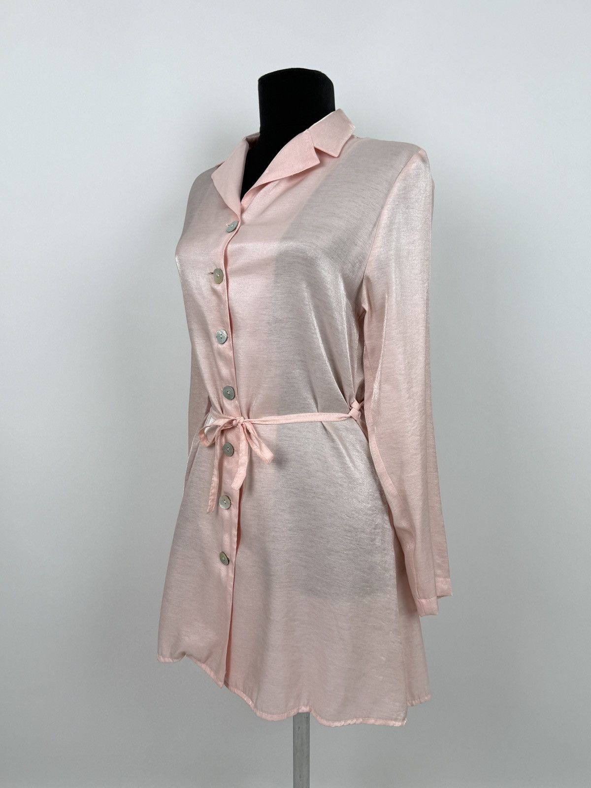 1990’s Vintage Sandro Paris Baby Pink Button Sleep Dress 40