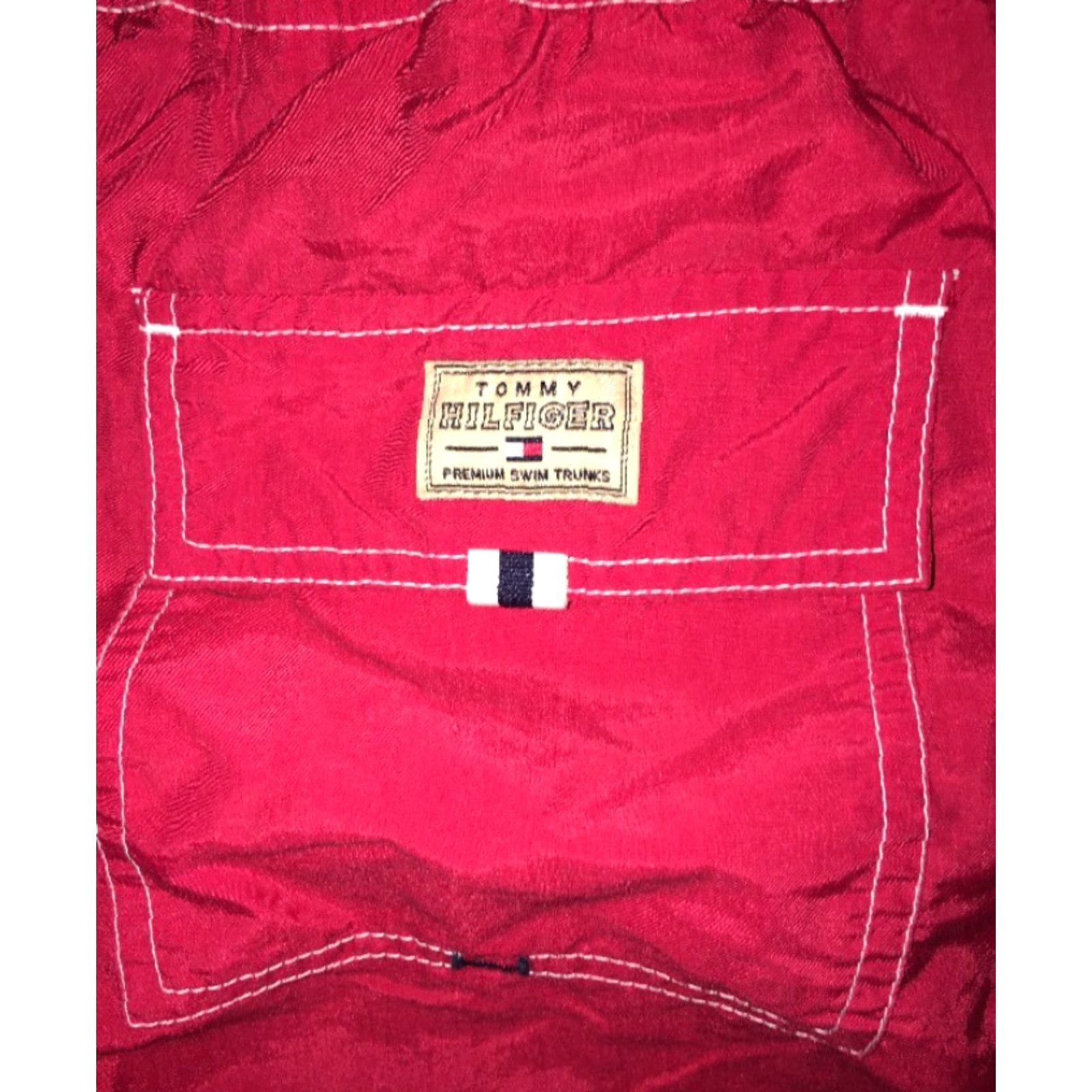 Tommy Hilfiger VINTAGE Tommy Hilfiger Men Board Shorts L Red Swim Bottoms Mens Mid-Length Size L Size US 33 - 6 Thumbnail