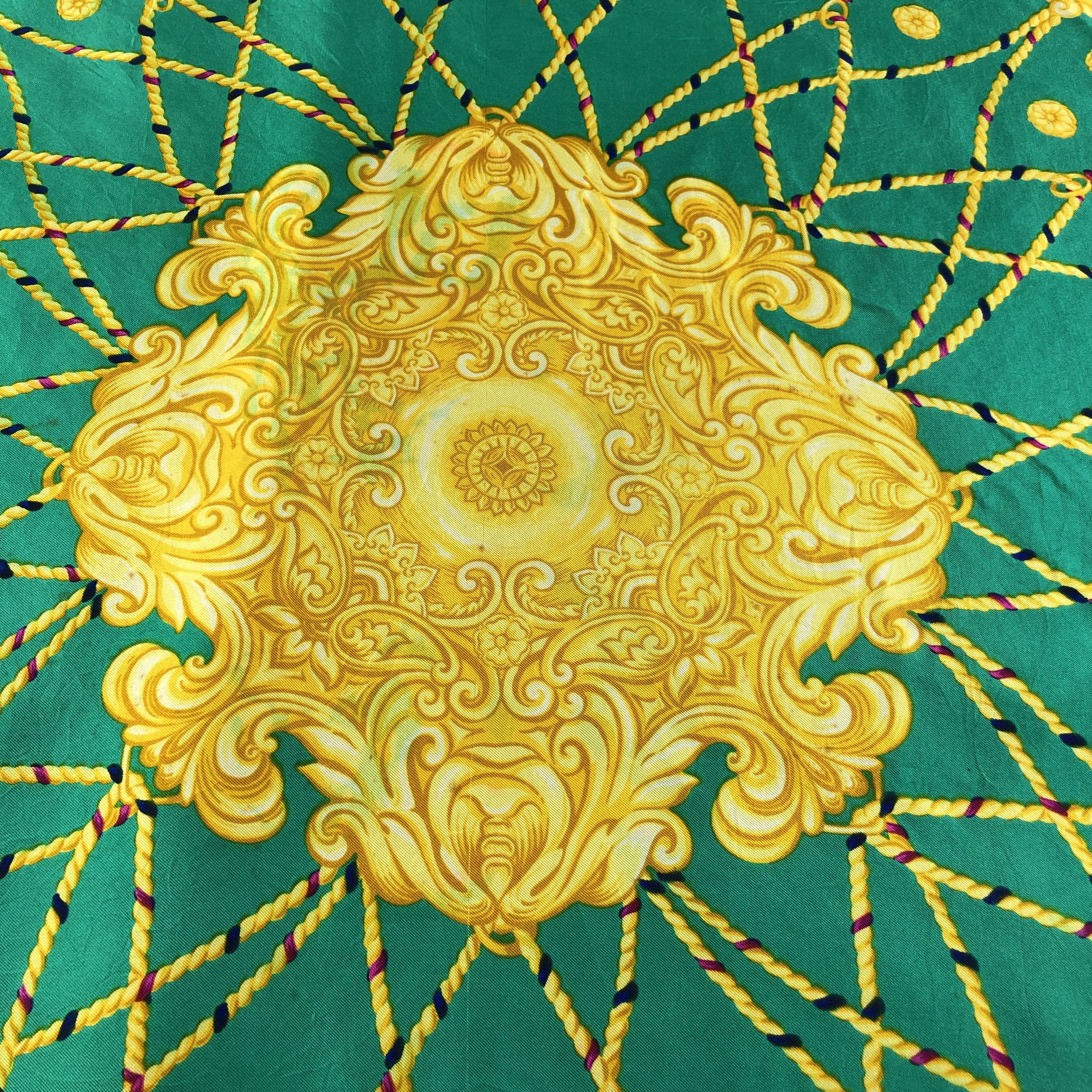 Vintage Erre Paris Baroque Design Silk Scarf M456 Size ONE SIZE - 8 Thumbnail