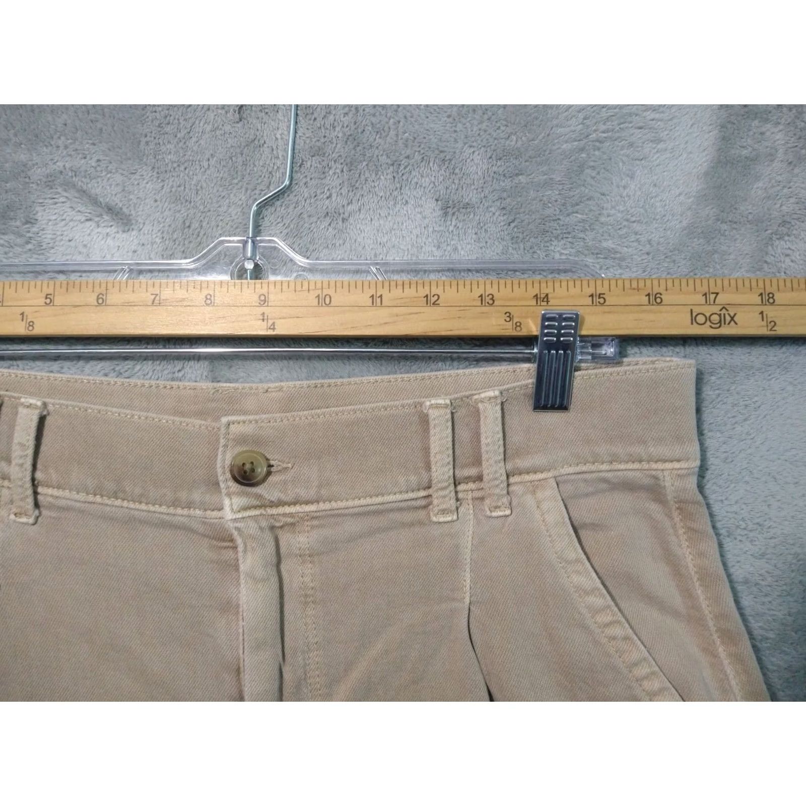 American Eagle Outfitters American Eagle Outfitters Pants Womens 12 Short Super High Rise Wide-Leg Baggy Stretch Chino Beige Twill Cotton Lyocell Jeans Trouser Size 34" / US 12 / IT 48 - 3 Thumbnail