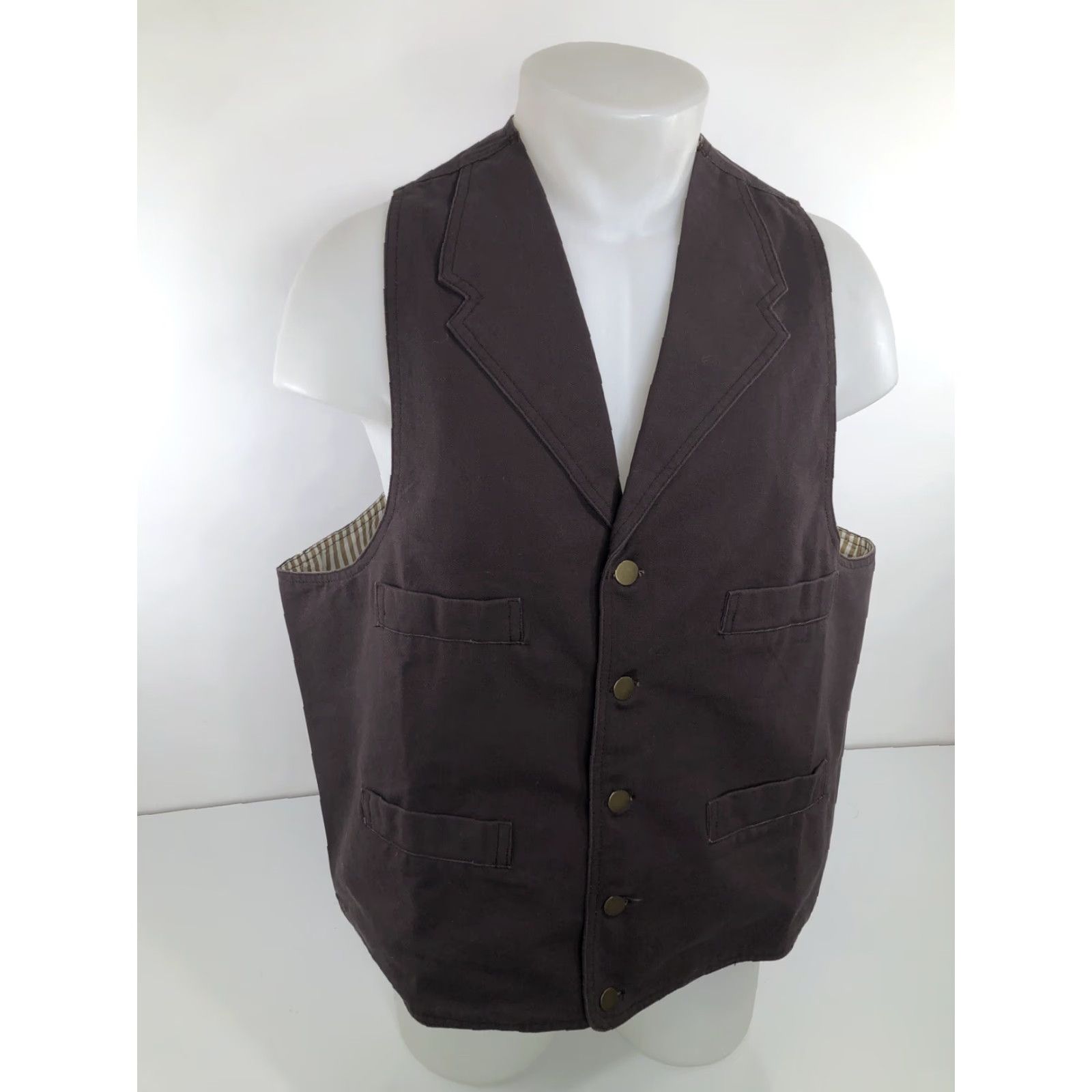 Scully SCULLY Mens XL Canvas Western Frontier Vest Men Brown Western Style EXCELLENT Vest Size US XL / EU 56 / 4 - 2 Thumbnail