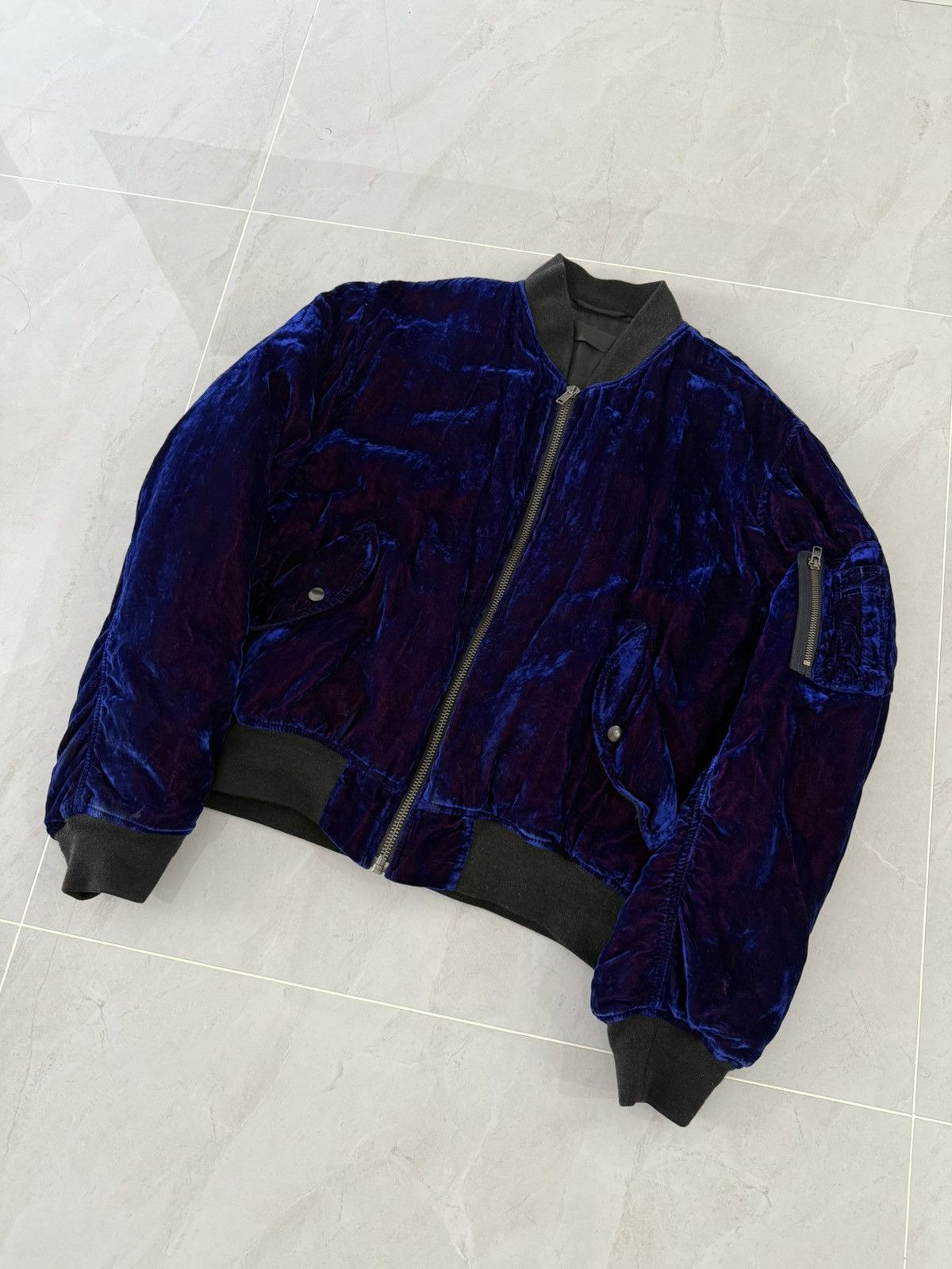 Haider Ackermann Haider Ackermann FW16 Cobalt Blue Crushed Velvet Jacket Sz.M Size US M / EU 48-50 / 2 - 7 Thumbnail