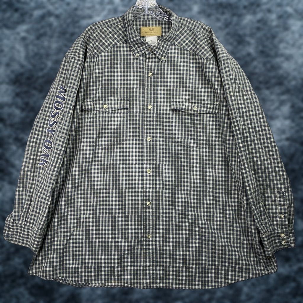 Vintage Mossy Oak Shirt Mens 3X Green Check Embroidered Sleeve Pockets Button-Up Outdoor Vintage? No Size US XXL / EU 58 / 5 - 1 Thumbnail