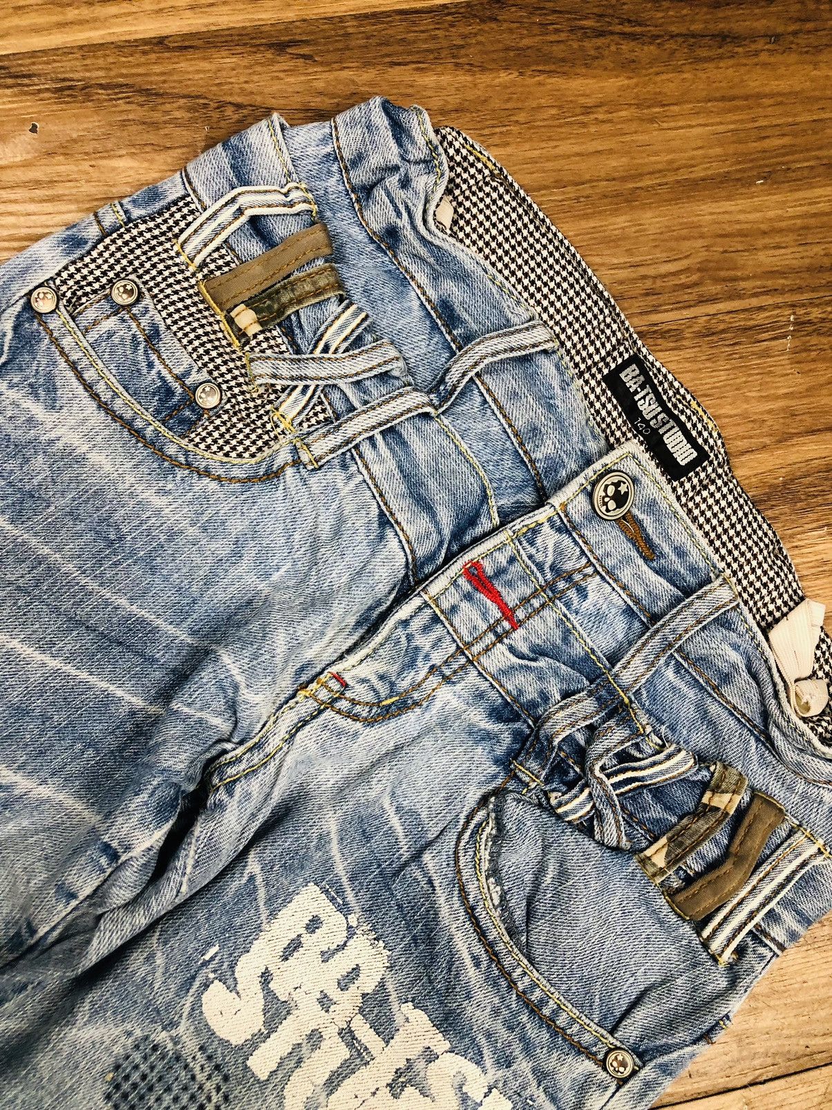 Japanese Brand BA-TSU STUDIO Y2K Reworked Distressed Denim (37) Size US 27 - 10 Thumbnail