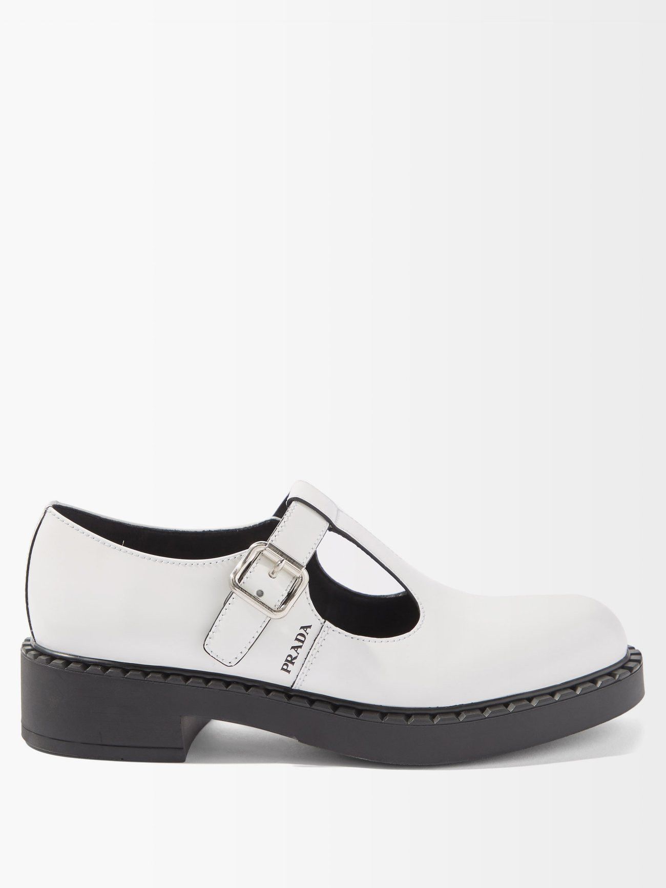 Logo-print Leather Mary Jane Flats