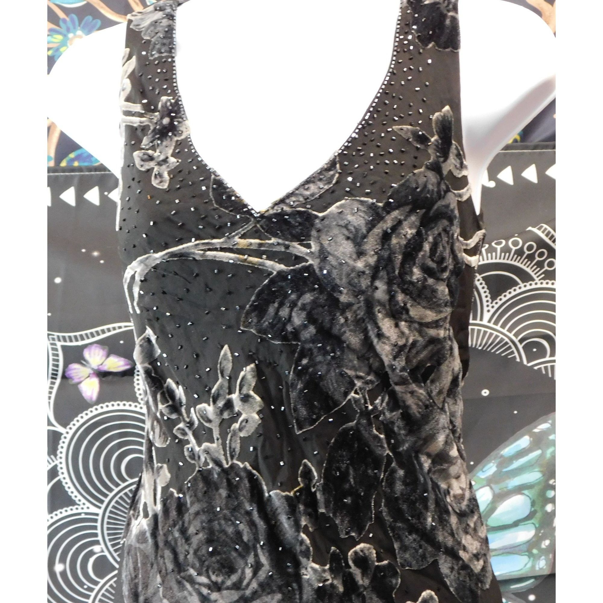 Other Dressbarn Burnt Velvet Beaded Floral Dress Size M / US 6-8 / IT 42-44 - 3 Thumbnail