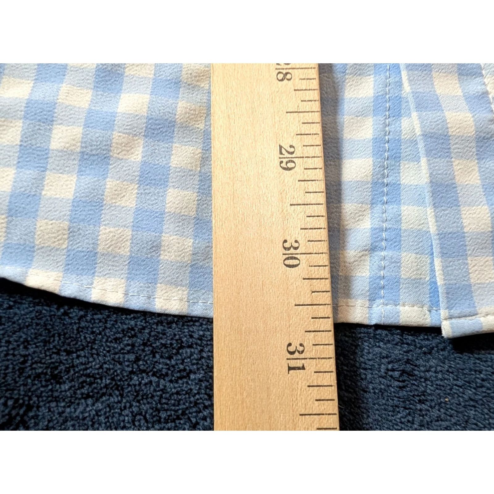 Mizzen+Main Mizzen+Main Leeward Trim Fit Gingham Check Performance Dress Shirt Blue Men's XL Size 46R - 4 Thumbnail