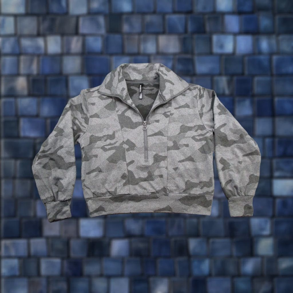 Vintage Mondetta Women's 1/2 Zip Active Popover Jacket Casual Camouflage Black M Pullover Sweater Activewear Clothing Size M / US 6-8 / IT 42-44 - 1 Thumbnail