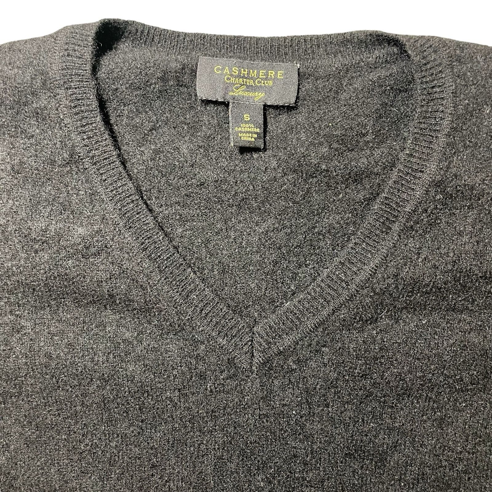 Charter Club store Cashmere Metallic V-Neck Sweater XS Classic Black Long Sleeve