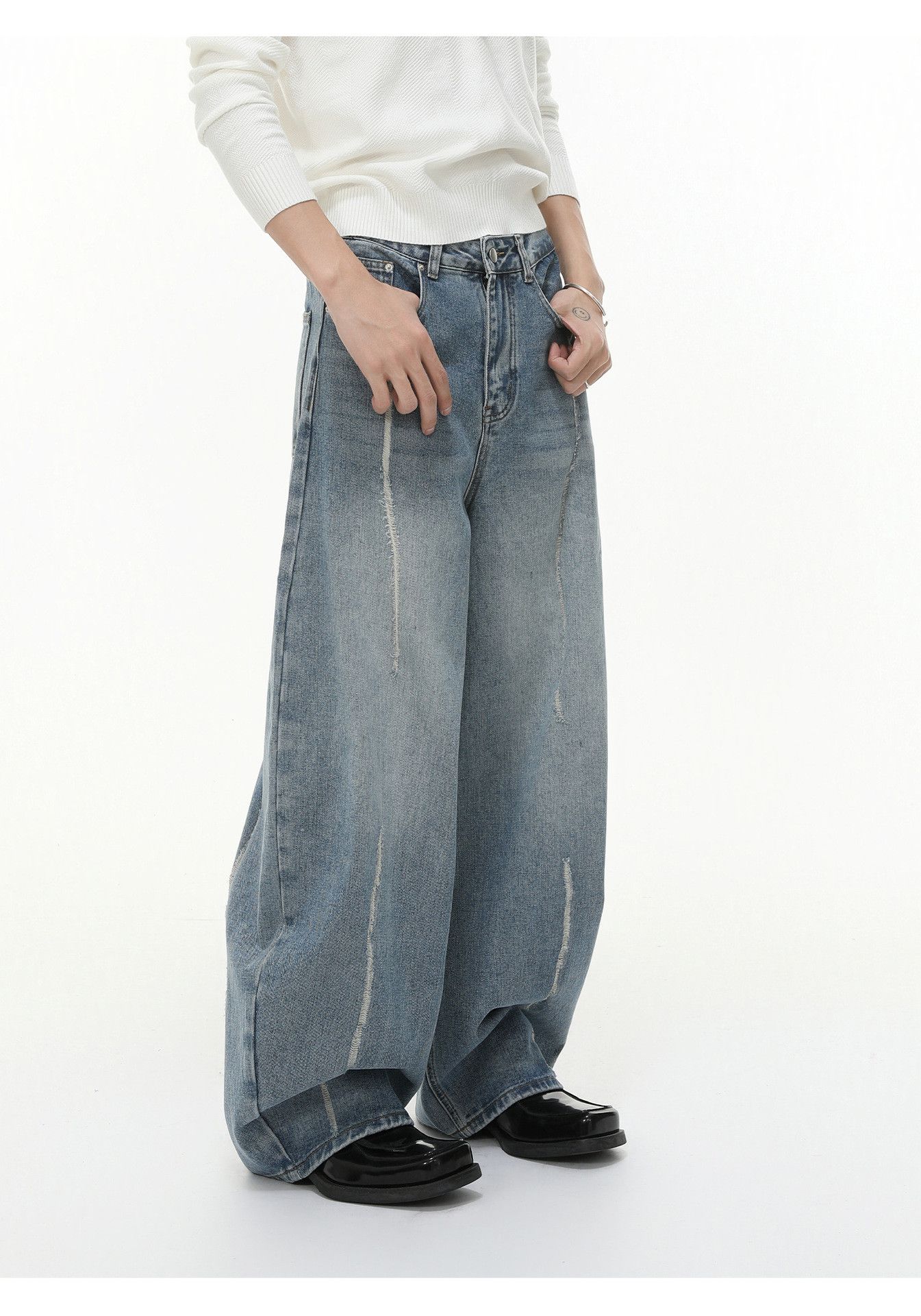 Vintage Men's distressed versatile loose handsome scimitar jeans Size US 32 / EU 48 - 5 Thumbnail
