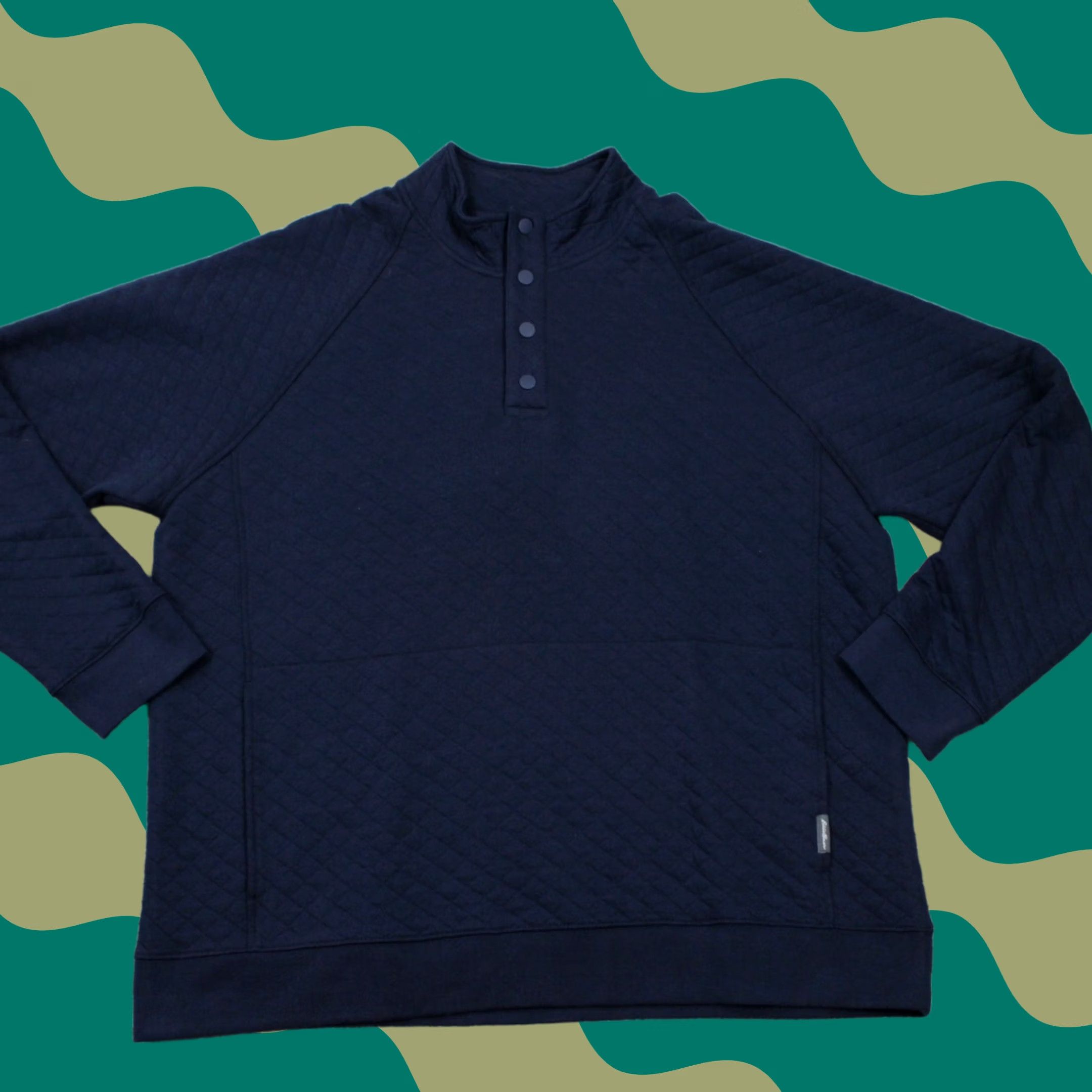 Eddie Bauer Eddie Bauer Sweatshirt Mens XL Blue Quilted Mock Neck Henley L/S Sweater Size US XL / EU 56 / 4 - 1 Thumbnail