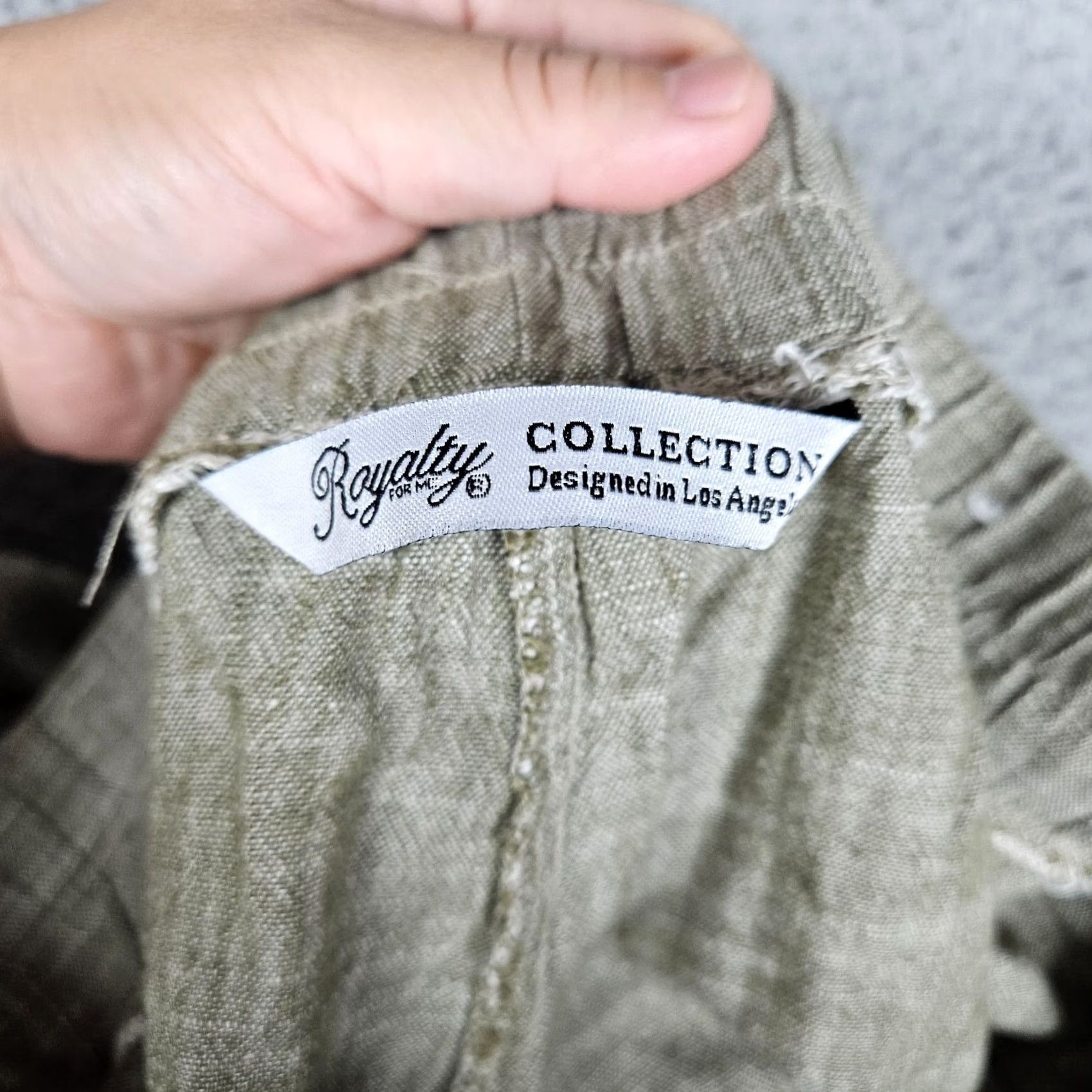 Vintage Royalty Cargo Shorts Women's PXL Linen Blend Green Casual Mid Rise Flat Front Petite Warm Weather 0? Size 40" / US 18 - 5 Thumbnail