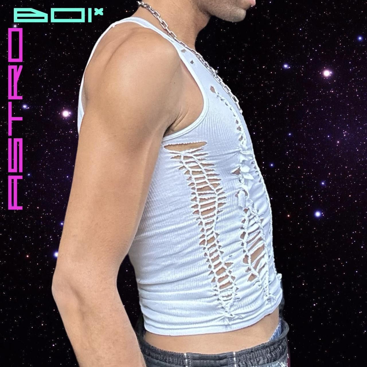 Hanes ASTROBOI* 'Parting ways' white braided twist tank - Medium Size US M / EU 48-50 / 2 - 5 Thumbnail
