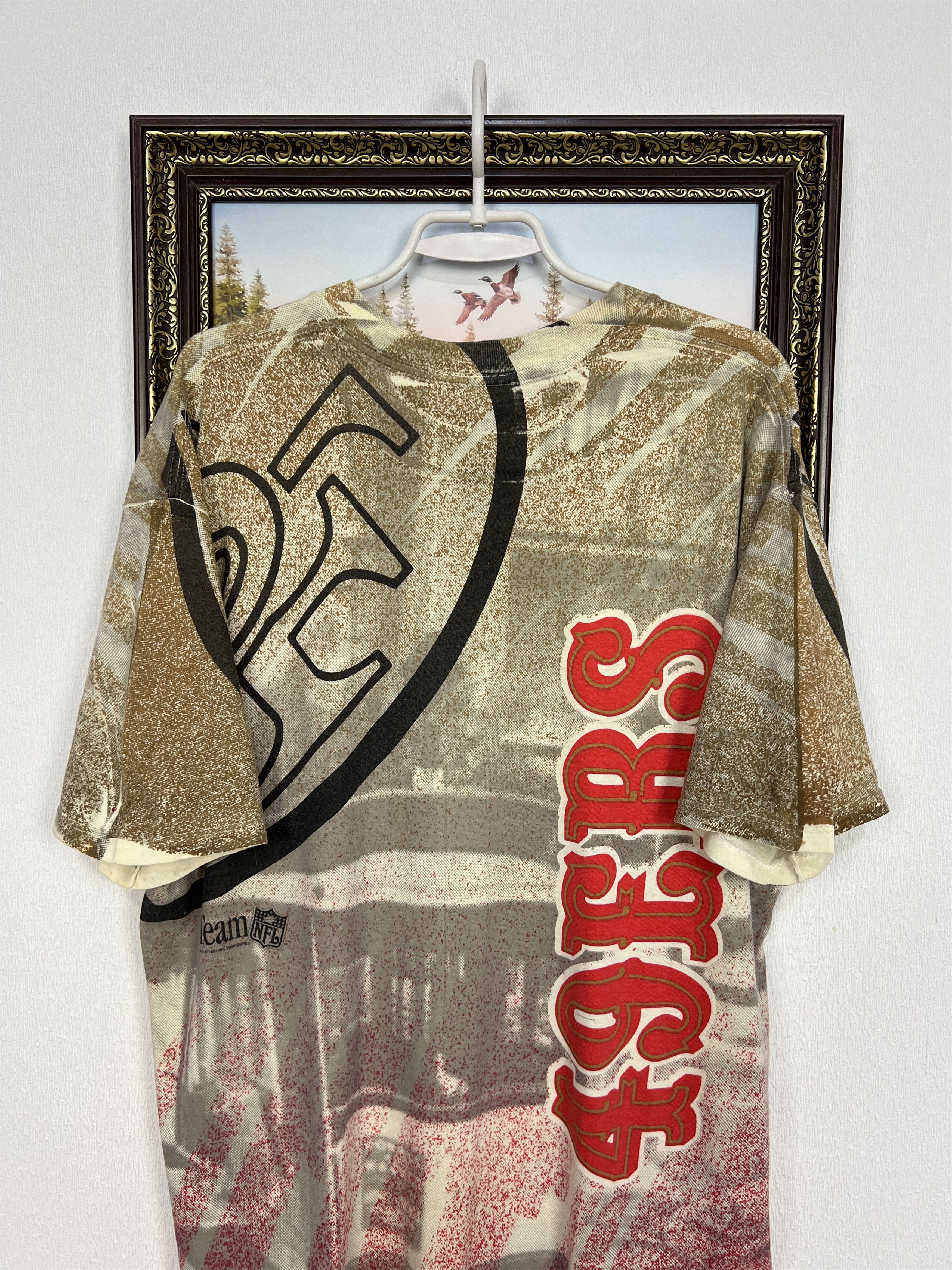 Vintage Vintage 90's San Francisco 49ERS All Over Print Tee Shirt Size US XL / EU 56 / 4 - 10 Thumbnail